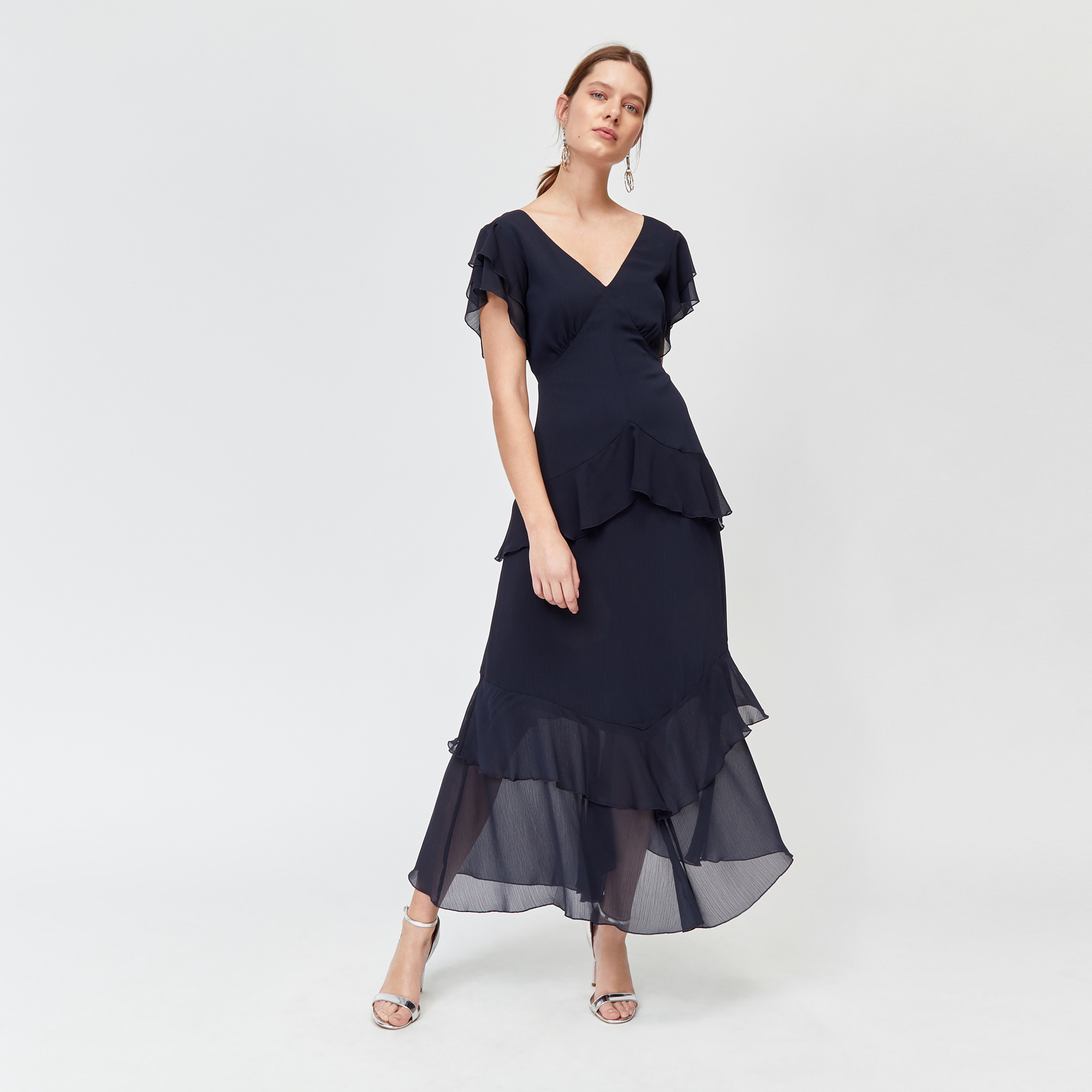 warehouse tiered maxi dress