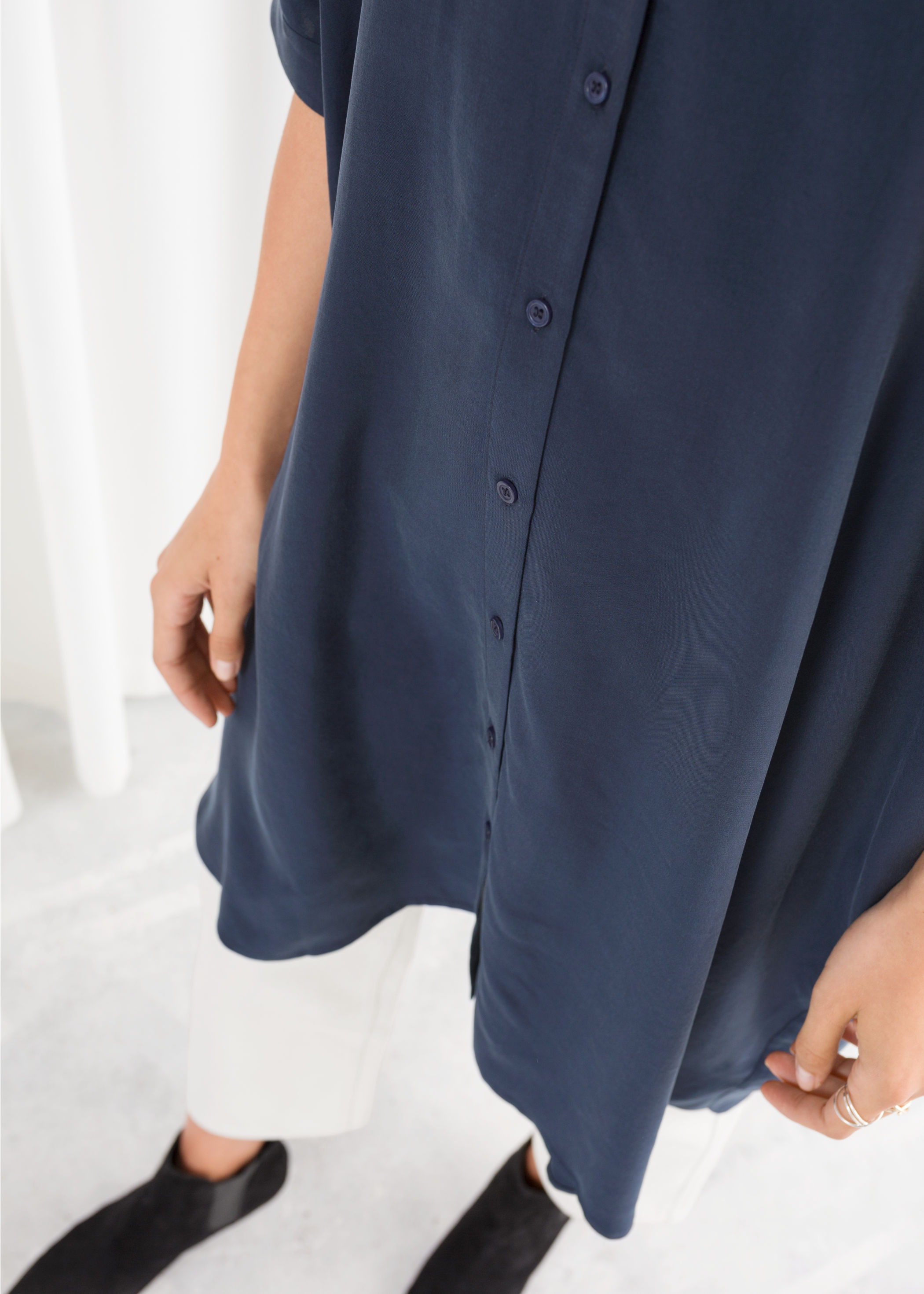 blue oversized shirt dress