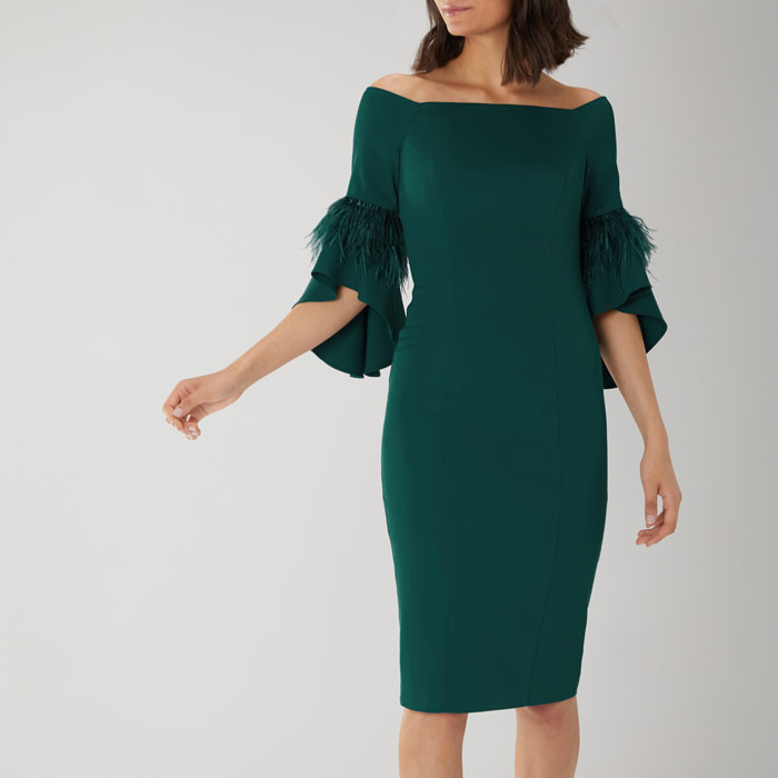 coast sadie feather trim dress