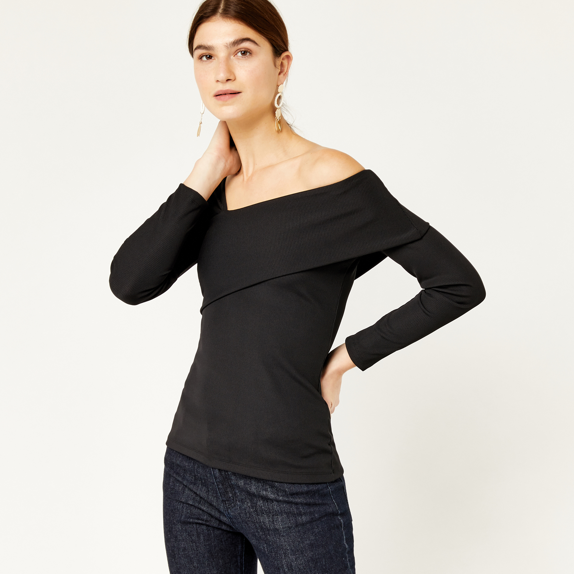 black long bardot top