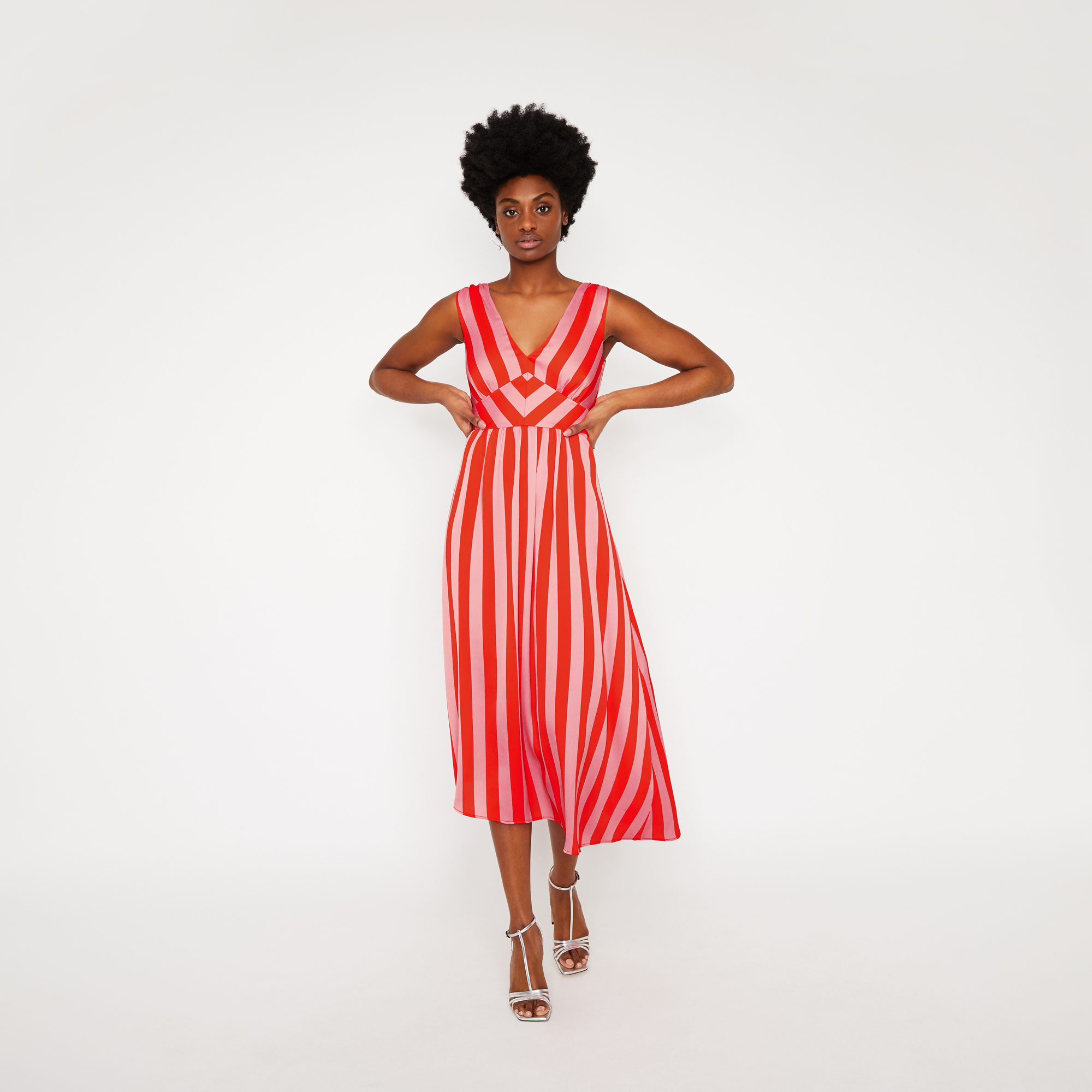 candy stripe midi dress warehouse