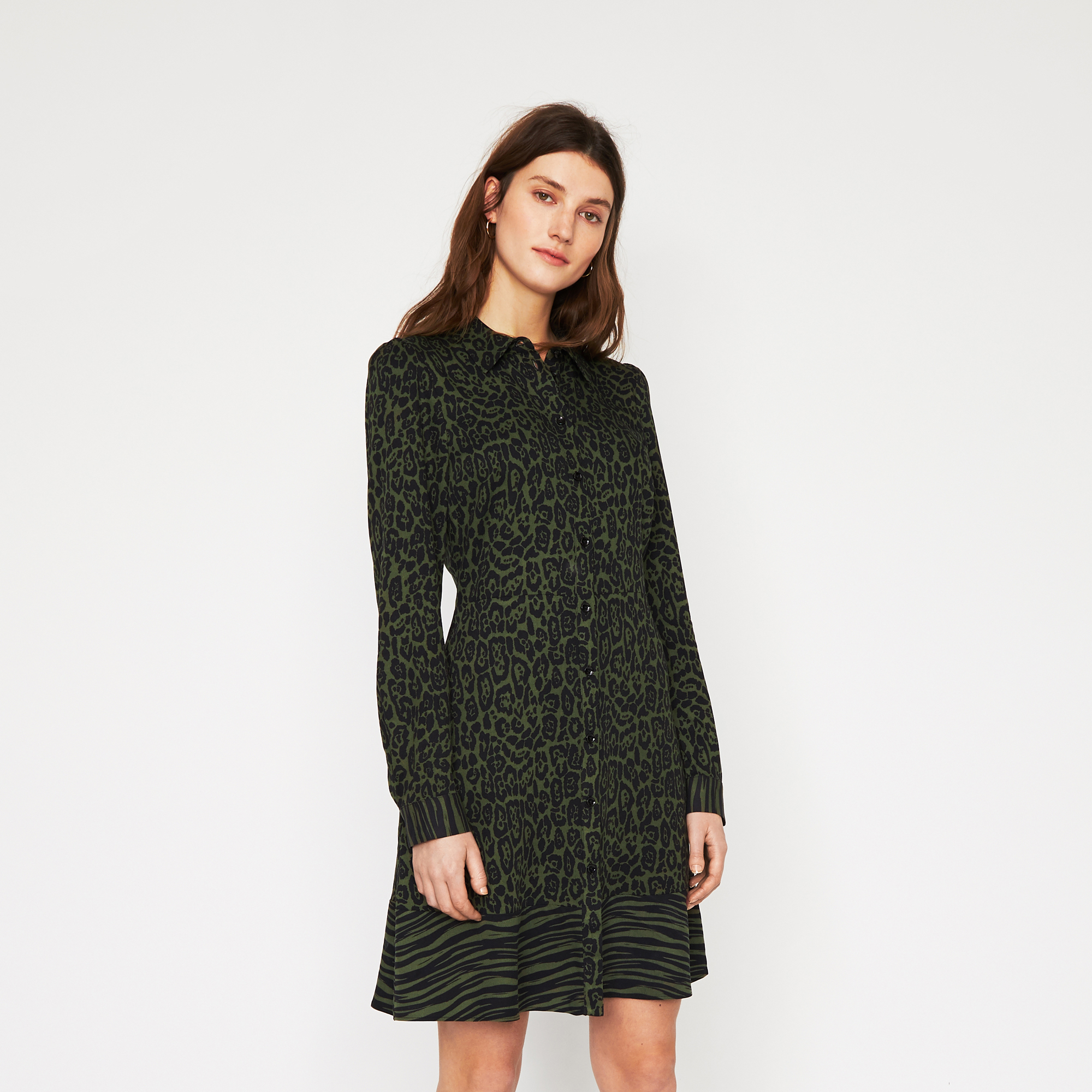 warehouse mixed animal shirt dress