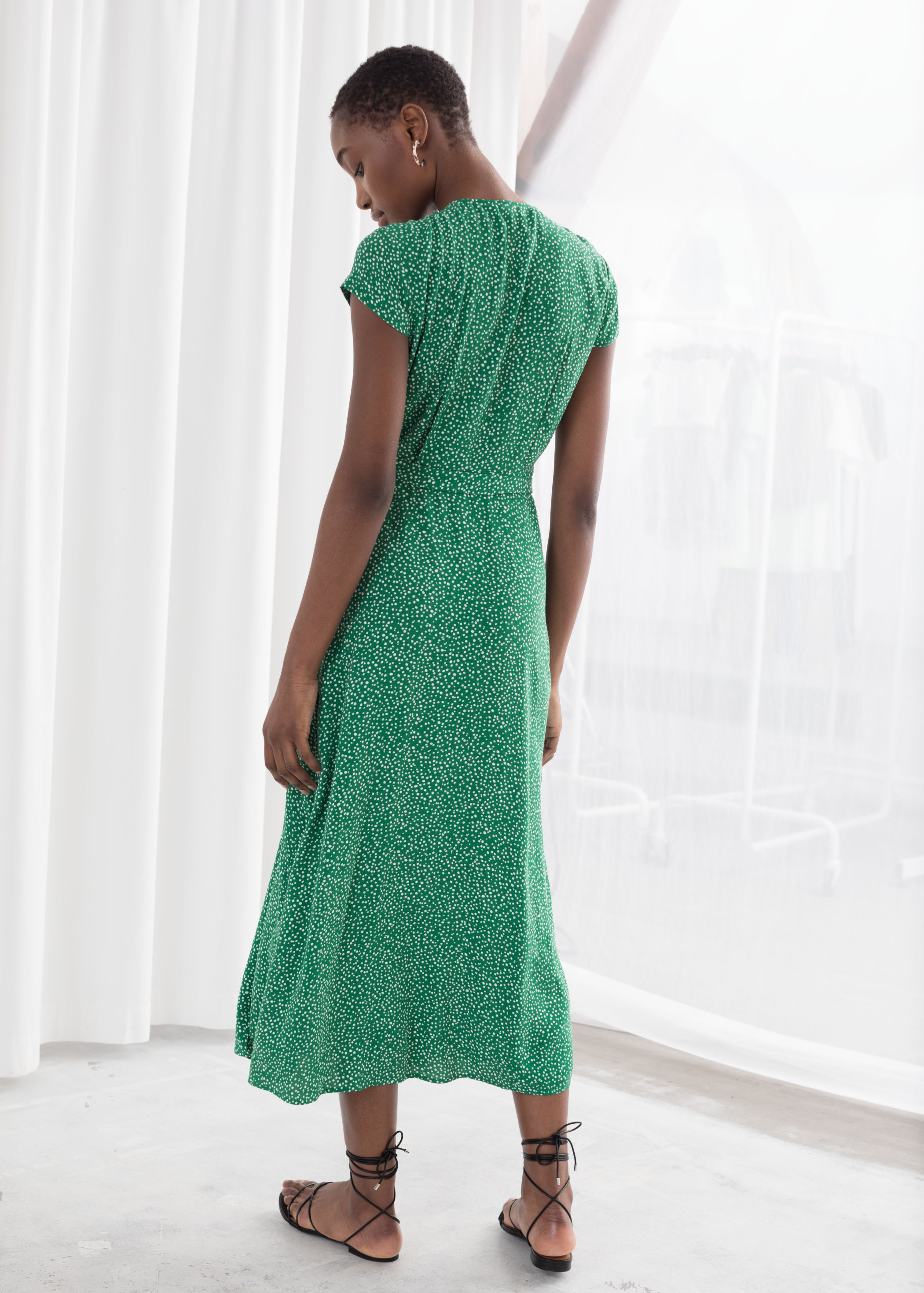 other stories green polka dot dress