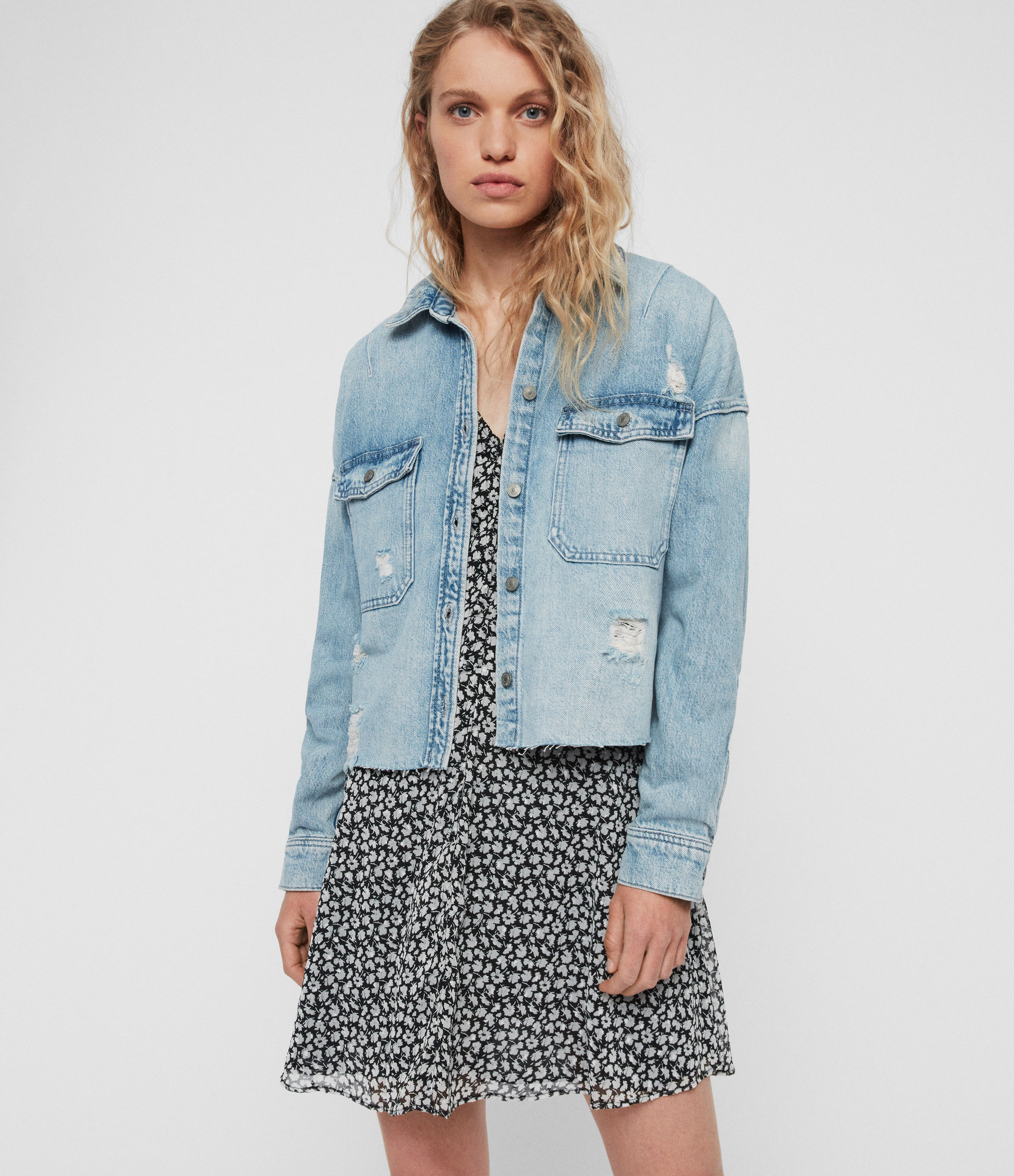 all saints black denim shirt