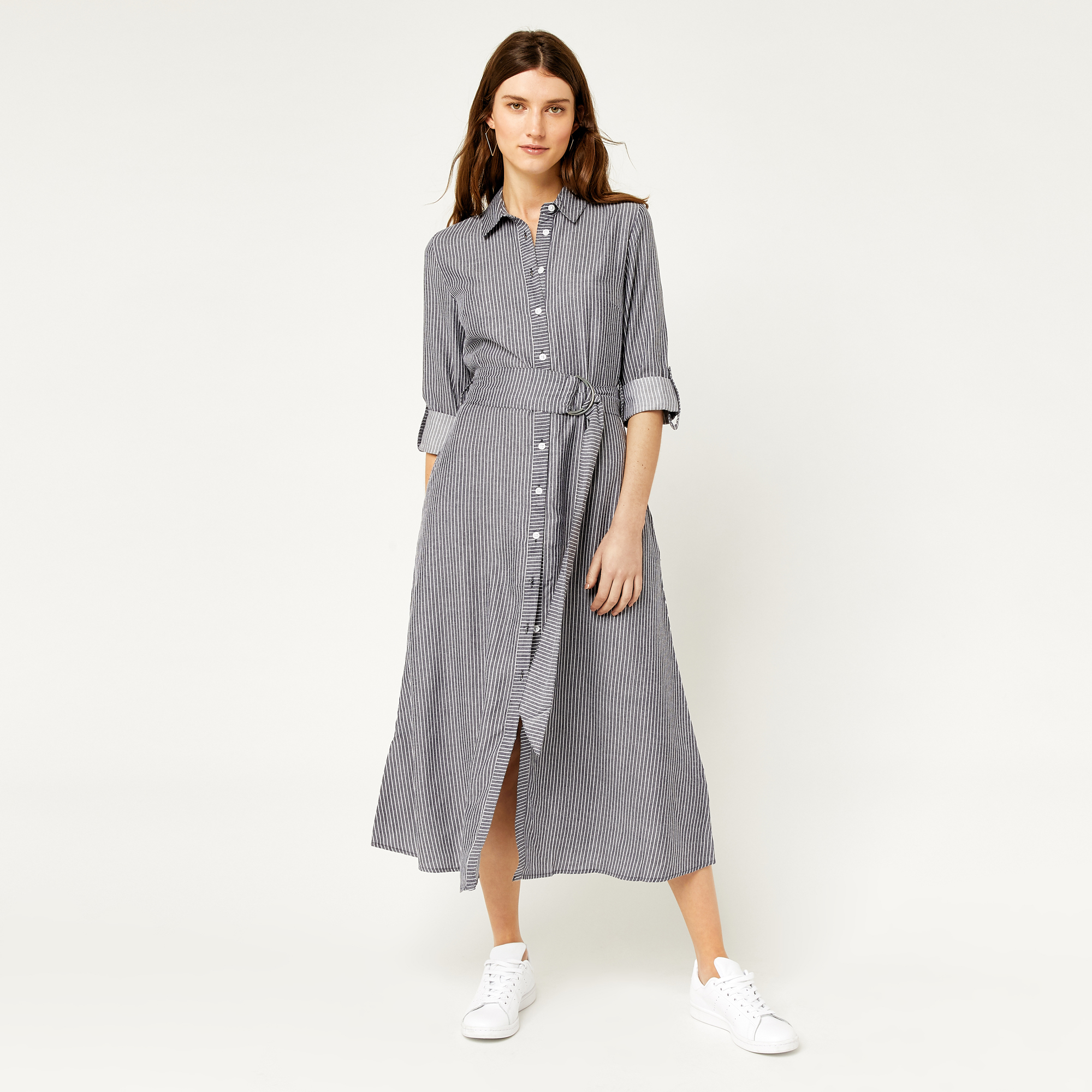 warehouse stripe midi dress