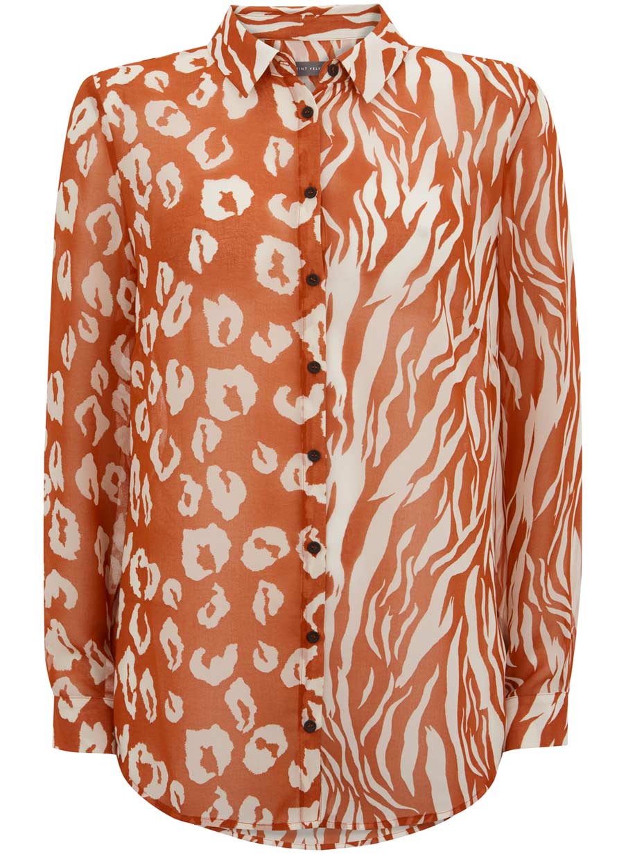 mint velvet red leopard print blouse