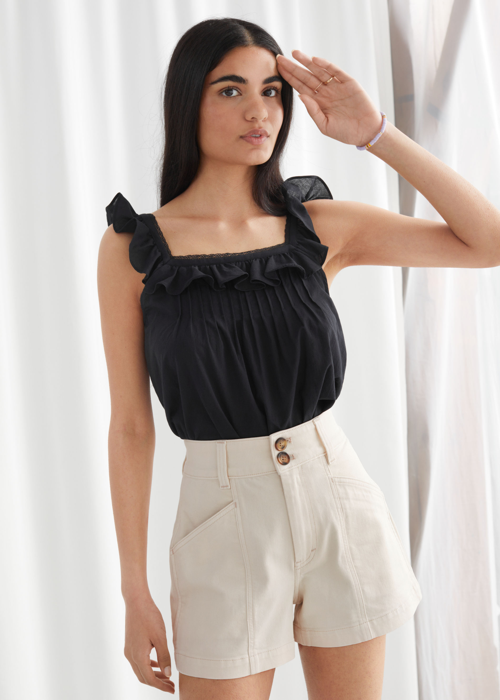 sleeveless ruffle top