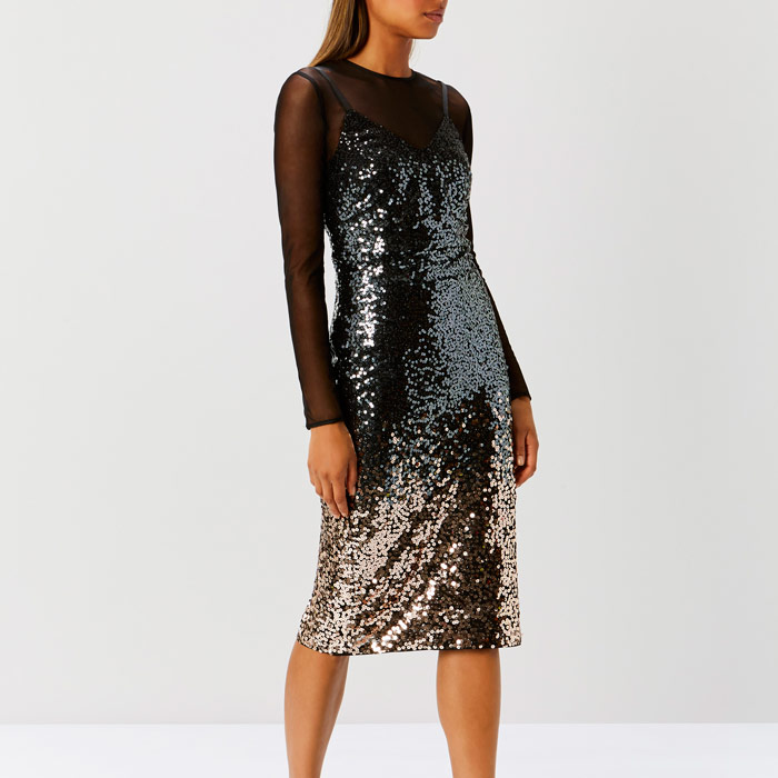 coast gisella ombre sequin dress