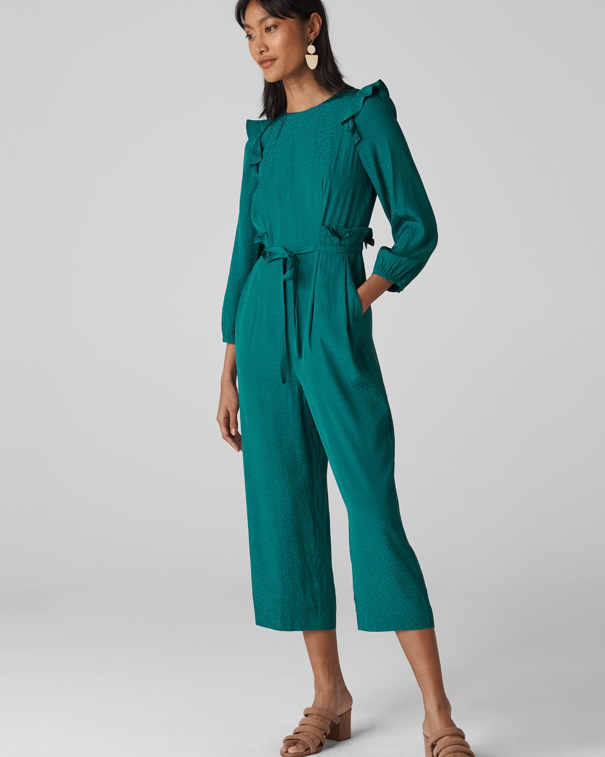 whistles larkin frill detail jumpsuit