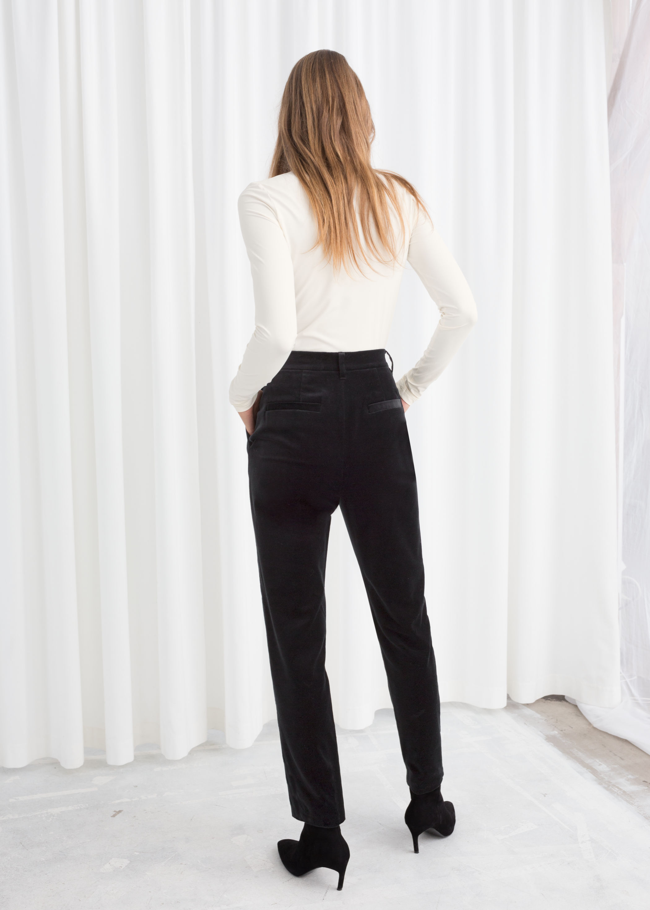 high waisted velvet trousers