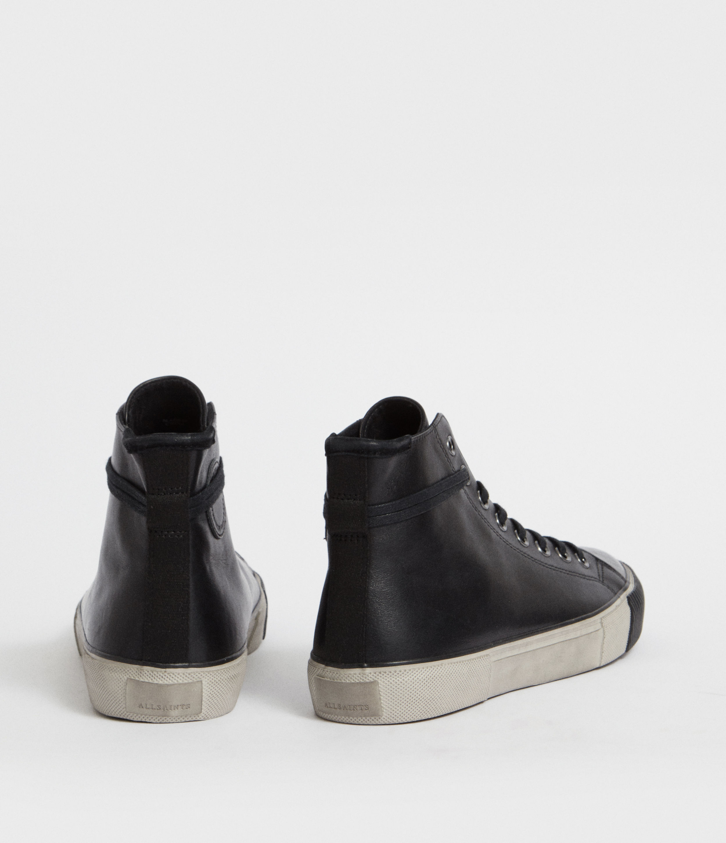 black leather high top trainers