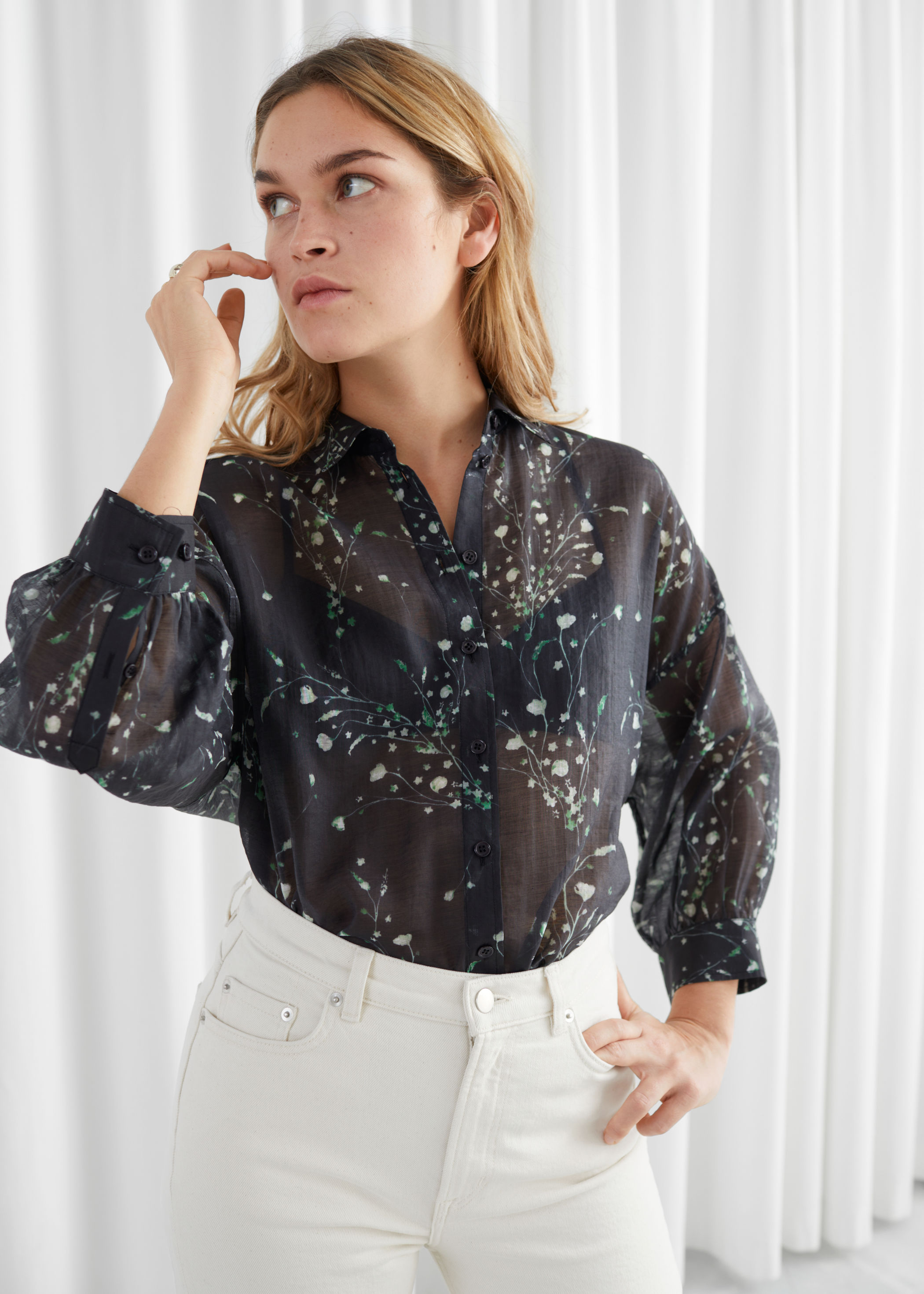 floral sheer blouse