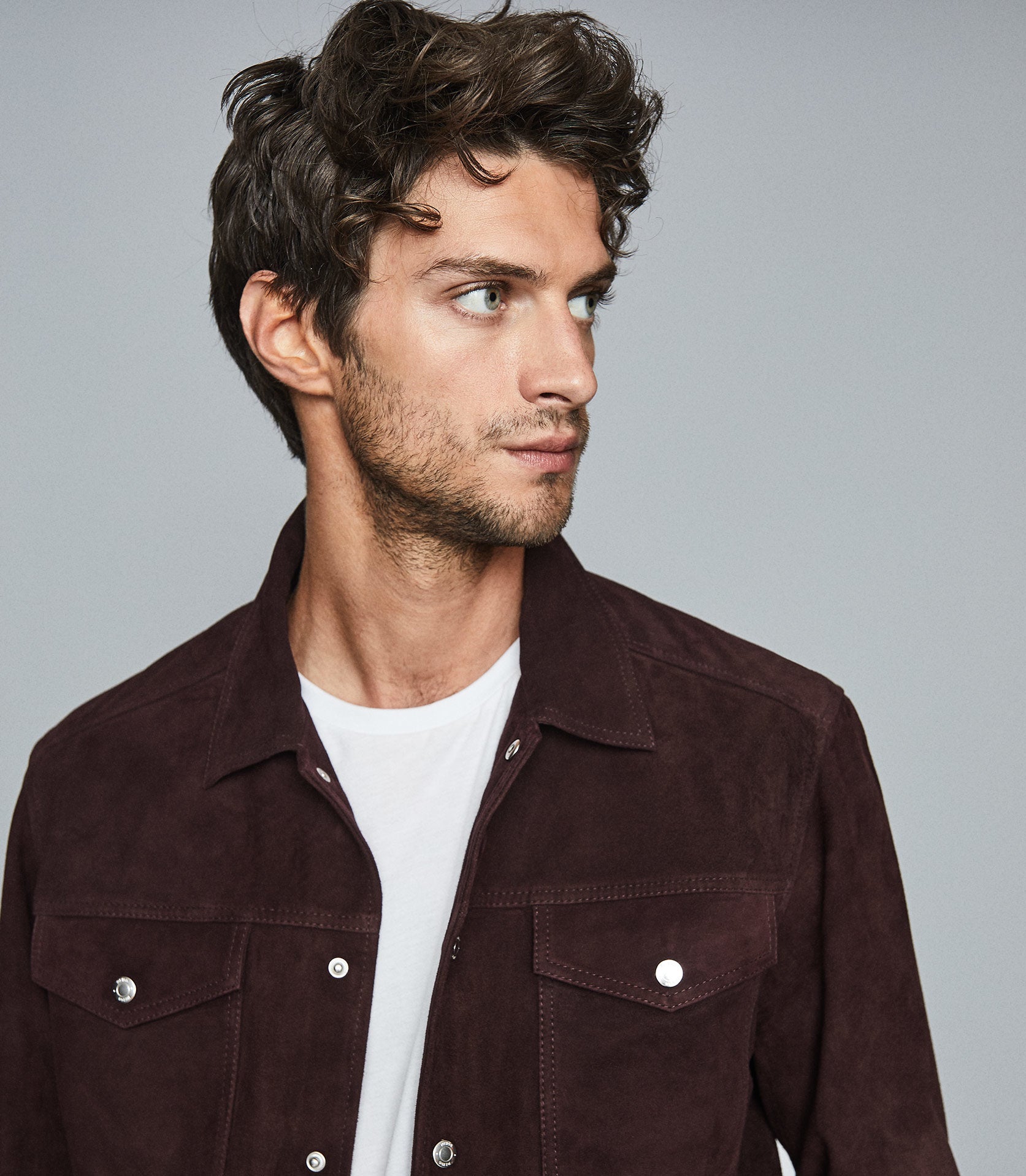 reiss suede trucker jacket