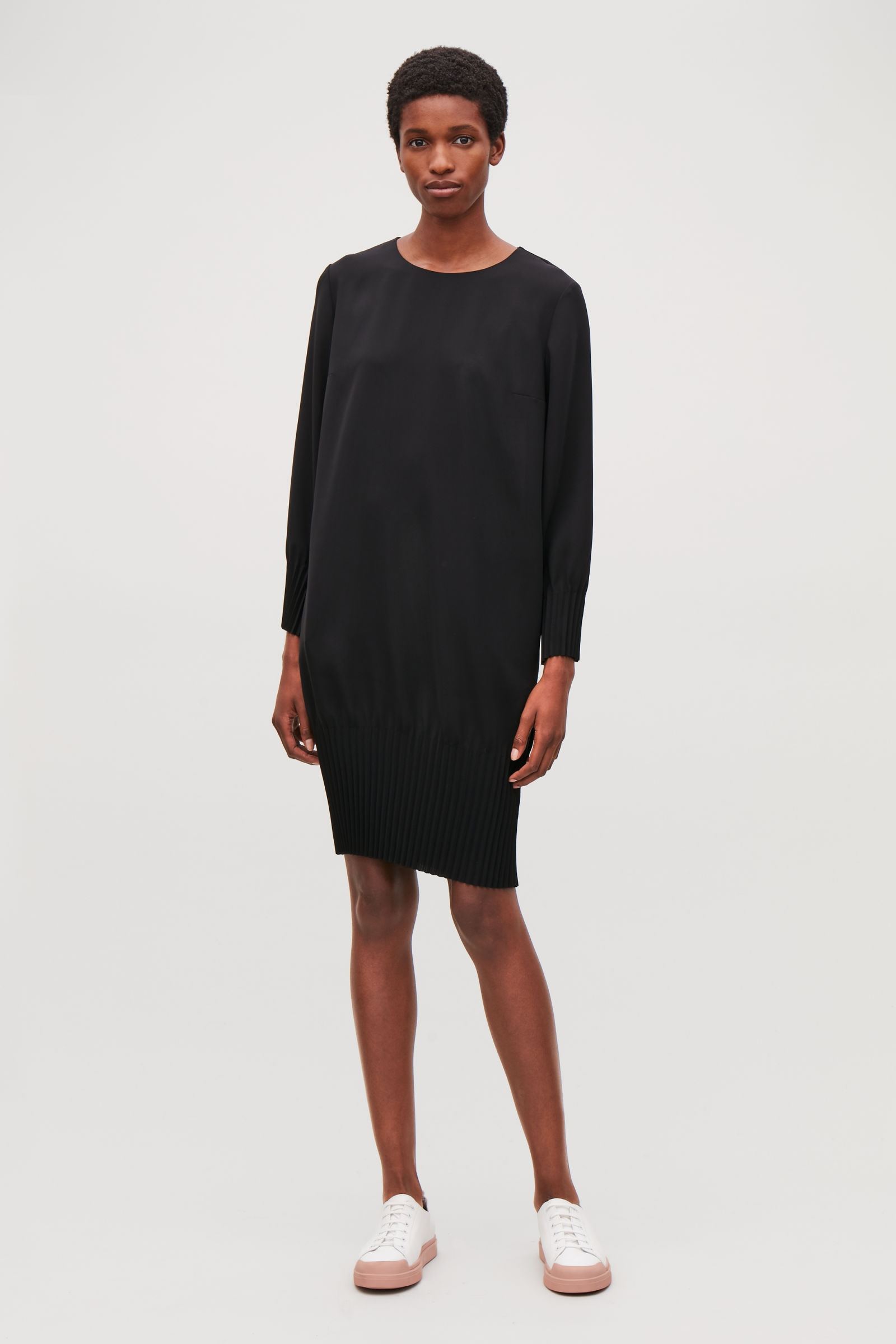 cos black pleated dress