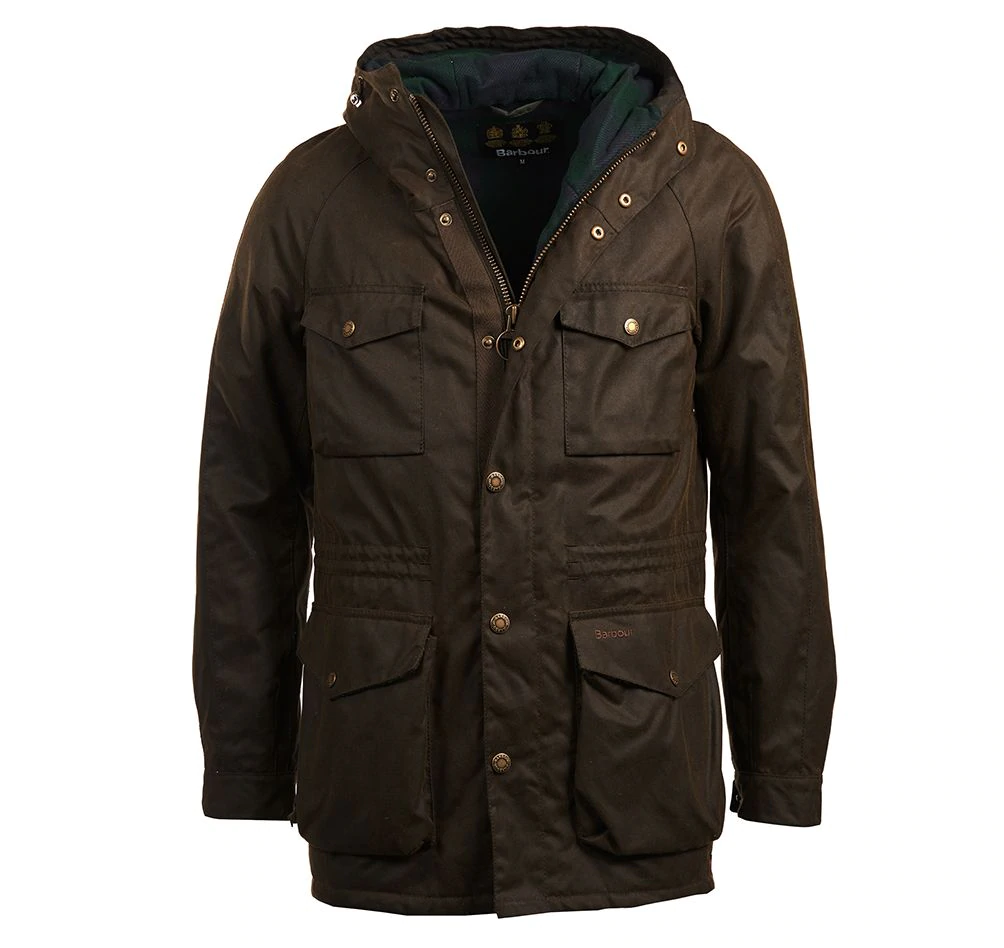 barbour coll waxed cotton parka jacket