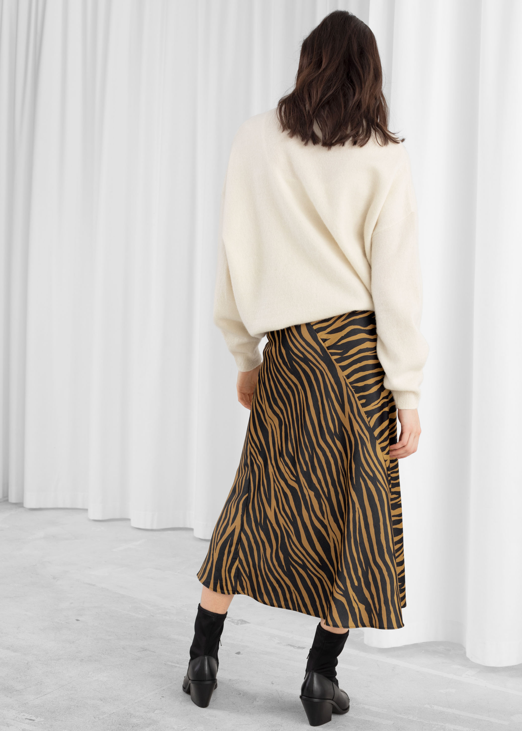 zebra print midi skirt