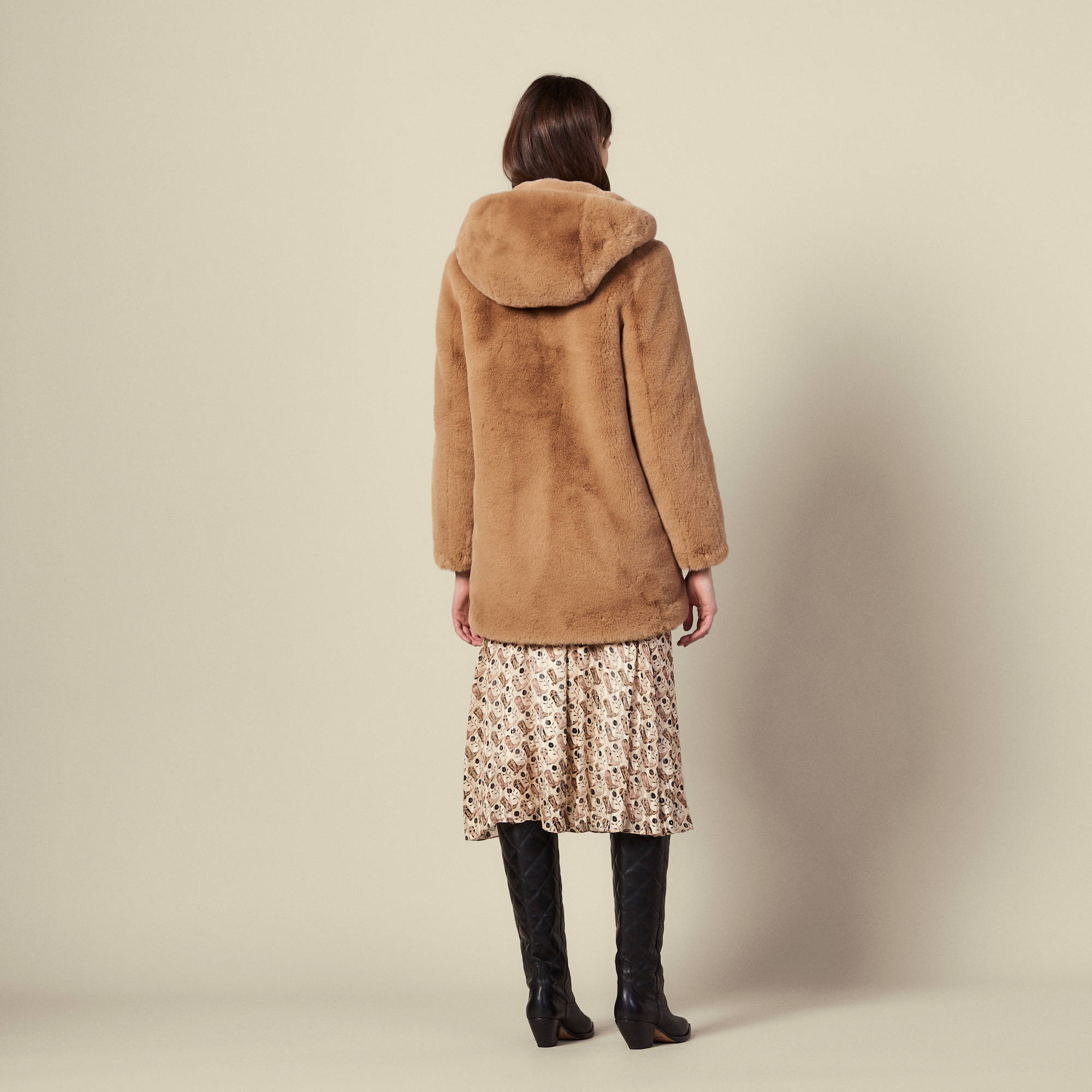 sandro faux fur coat