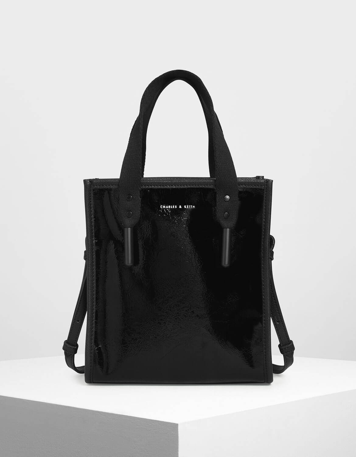 charles and keith black tote bag