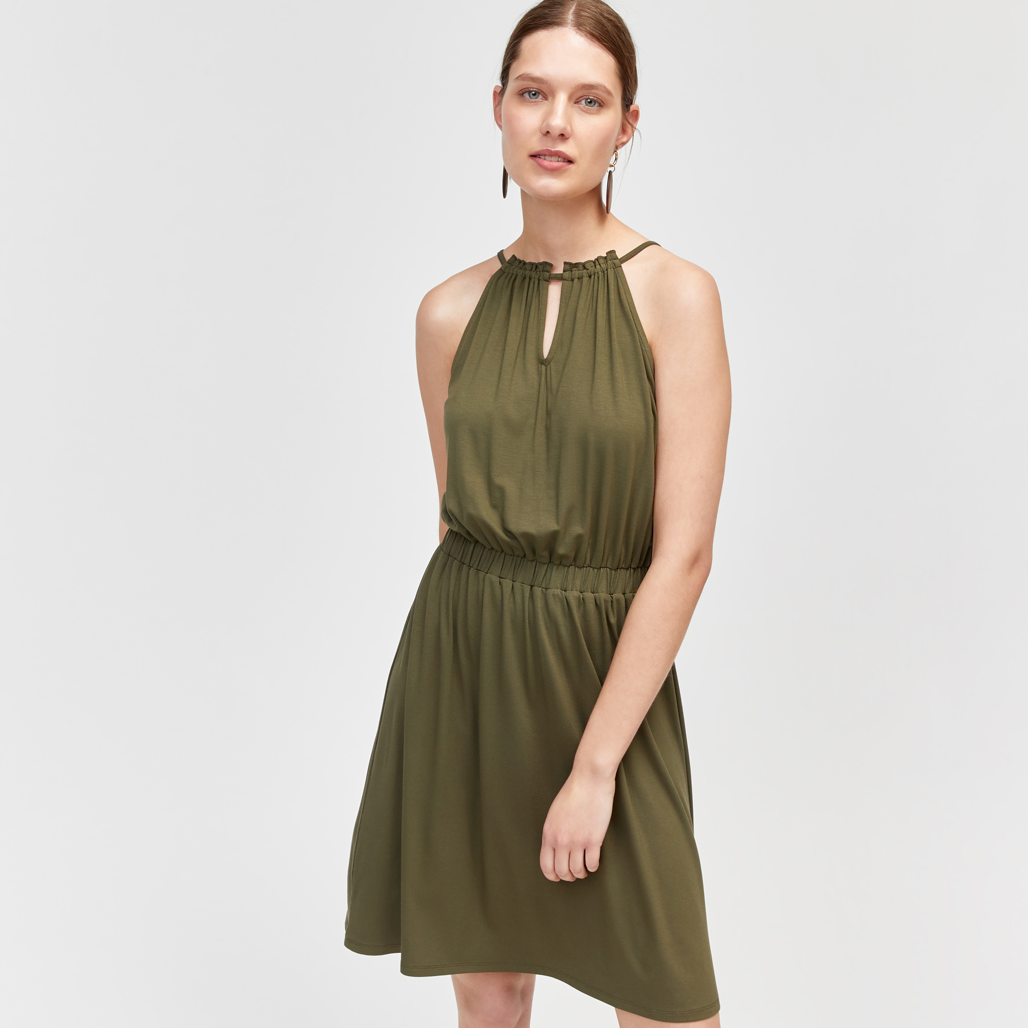 halter neck jersey dress