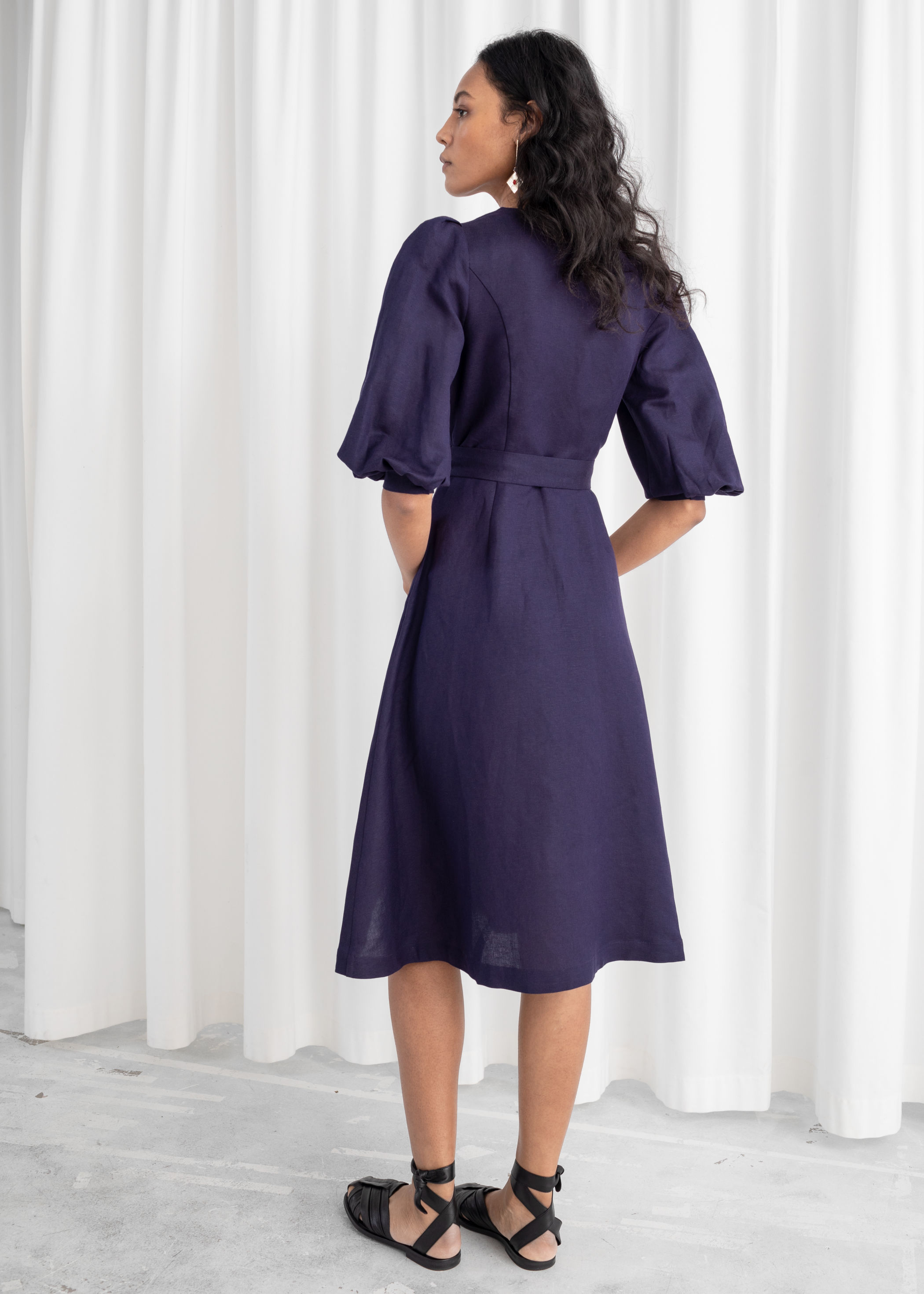 belted linen dress