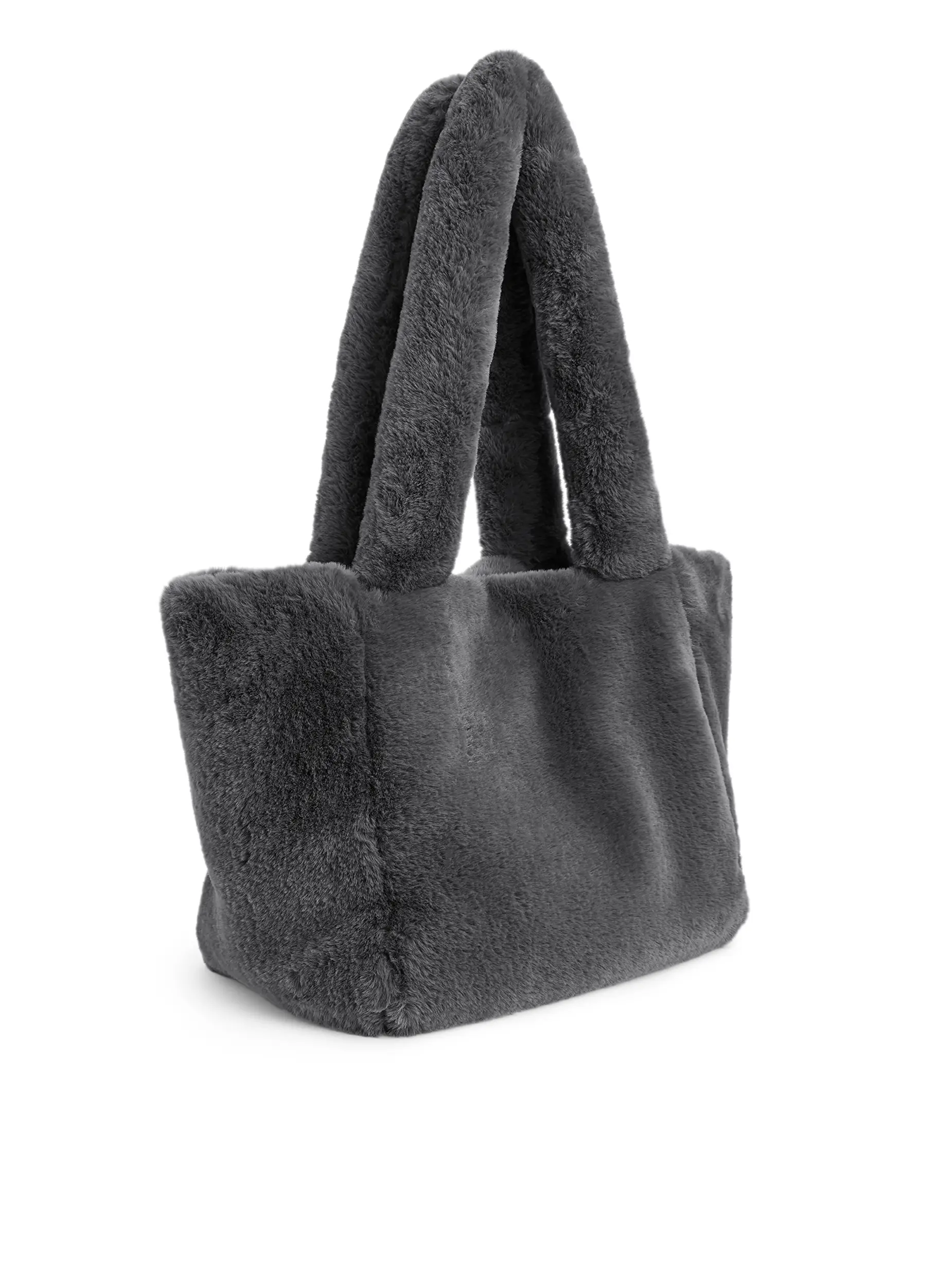 grey fur bag