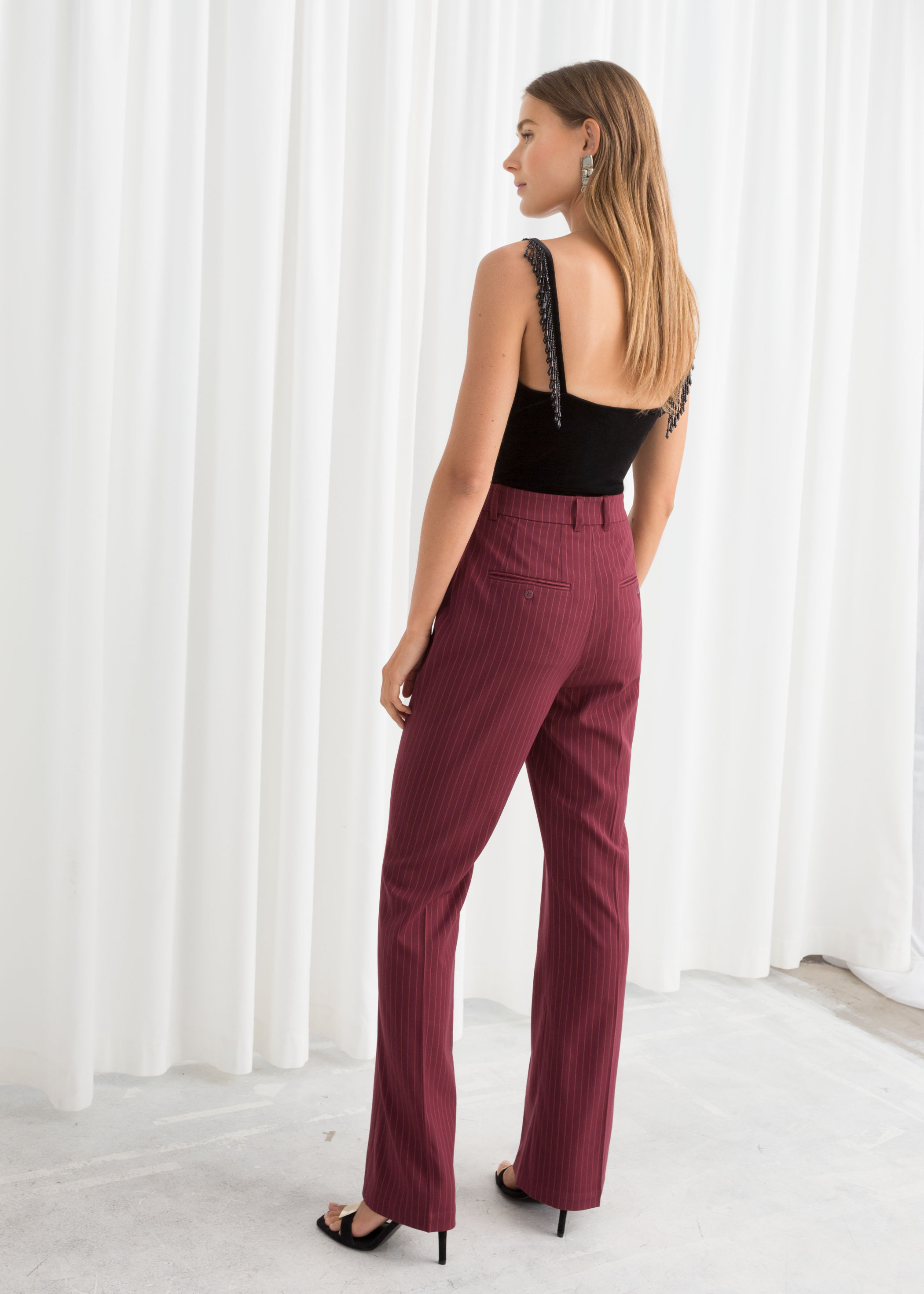 flared pinstripe trousers