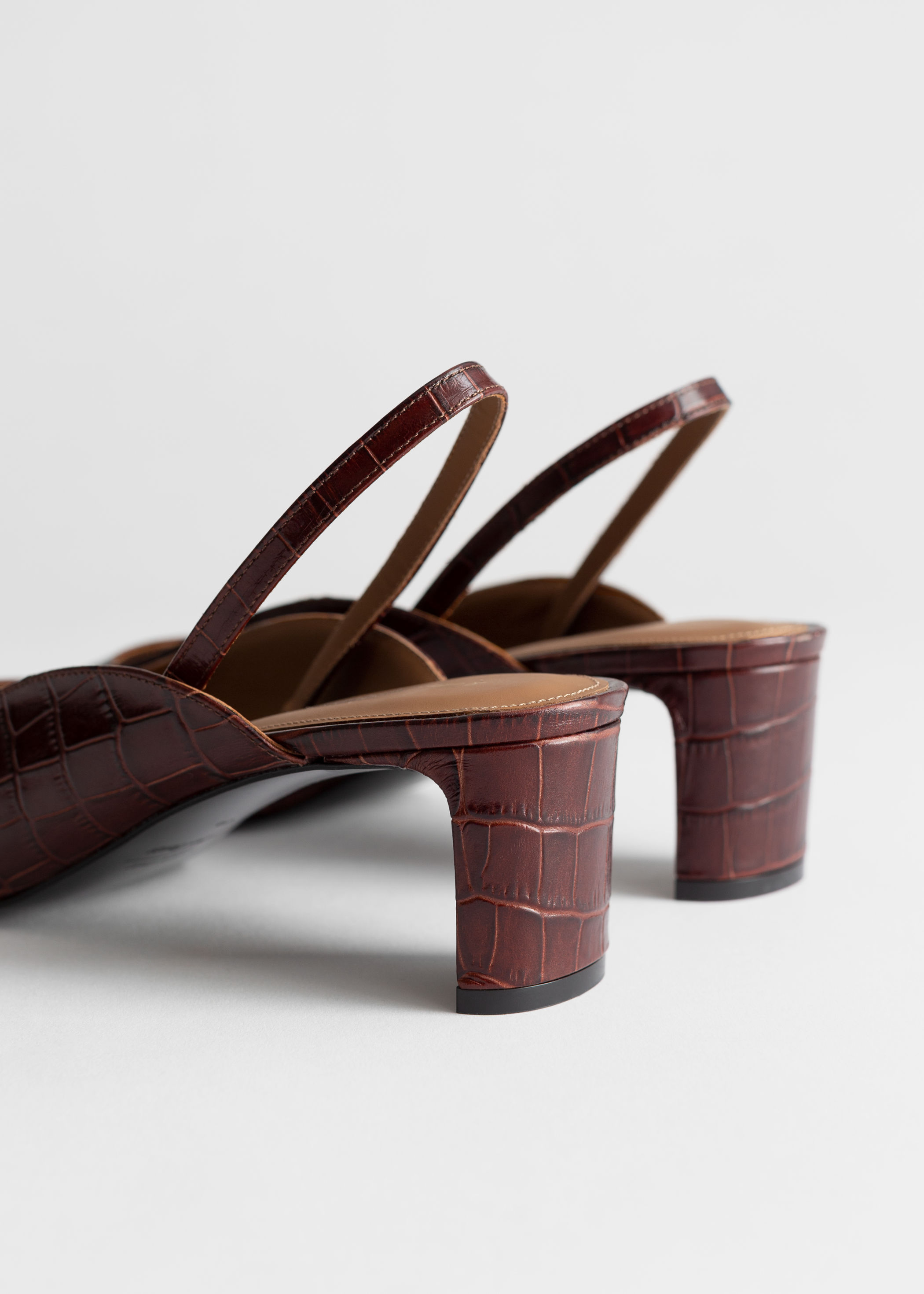 square toe croc kitten heel mules