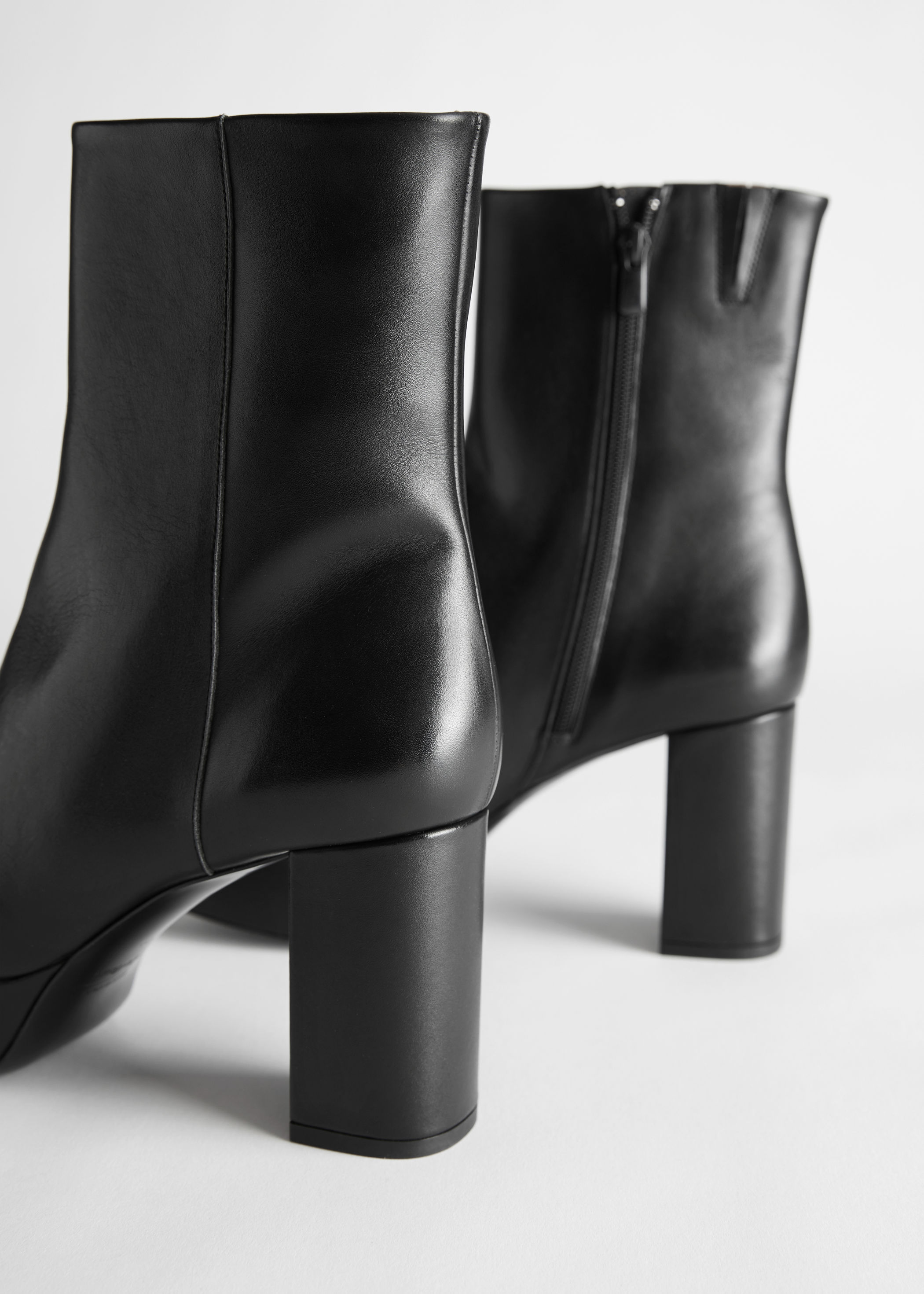 heeled ankle boots black leather