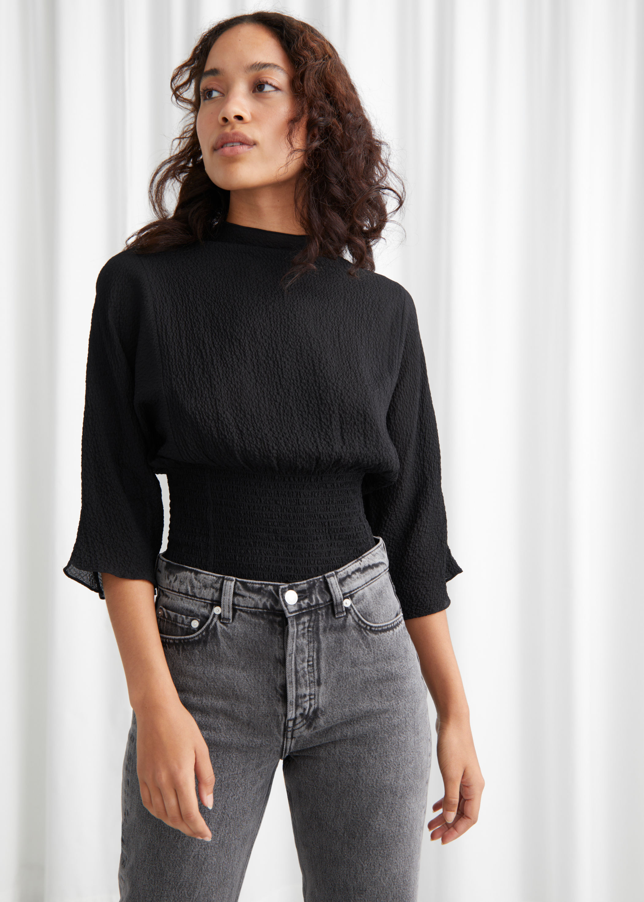 smocked waist blouse