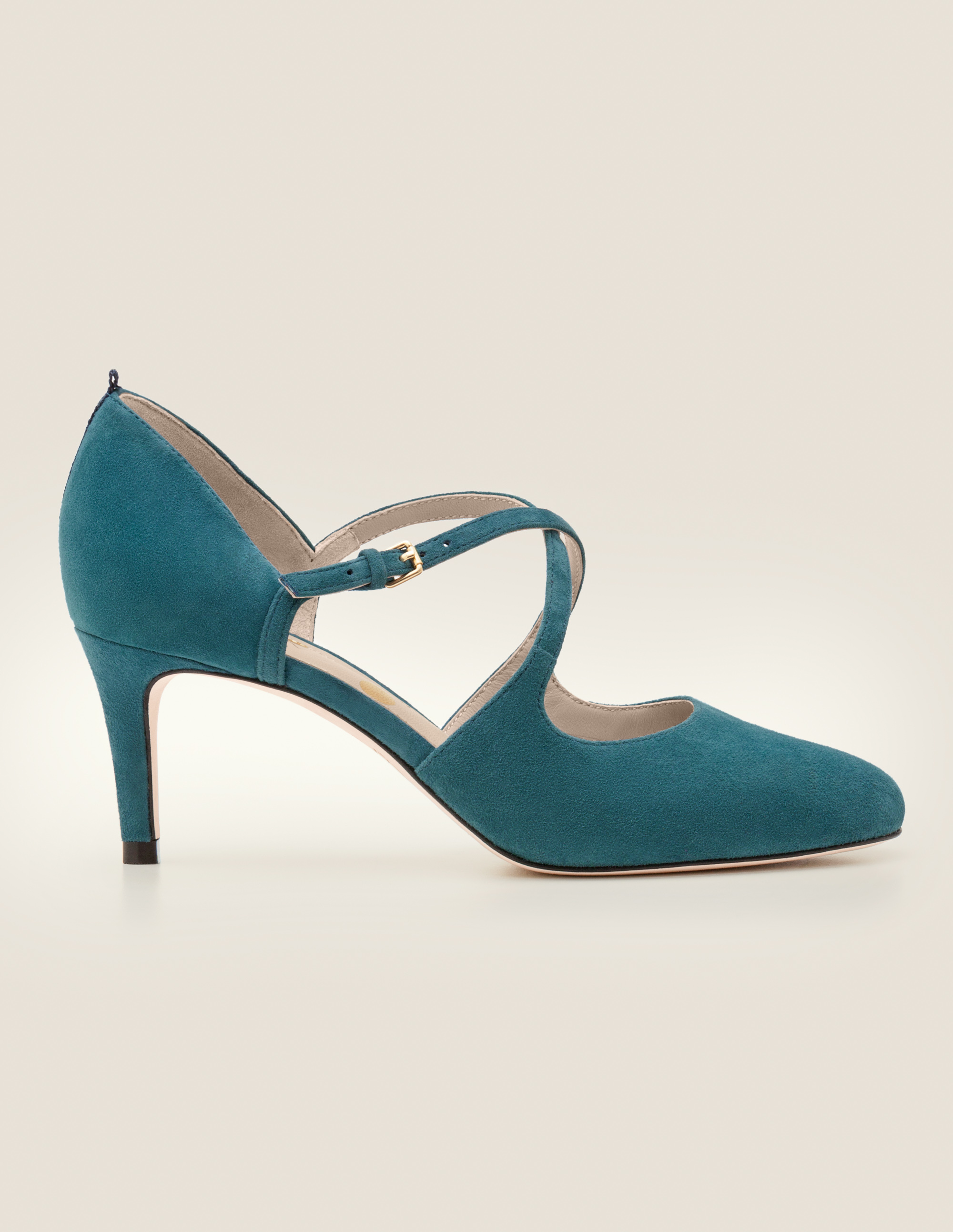 teal mid heel shoes