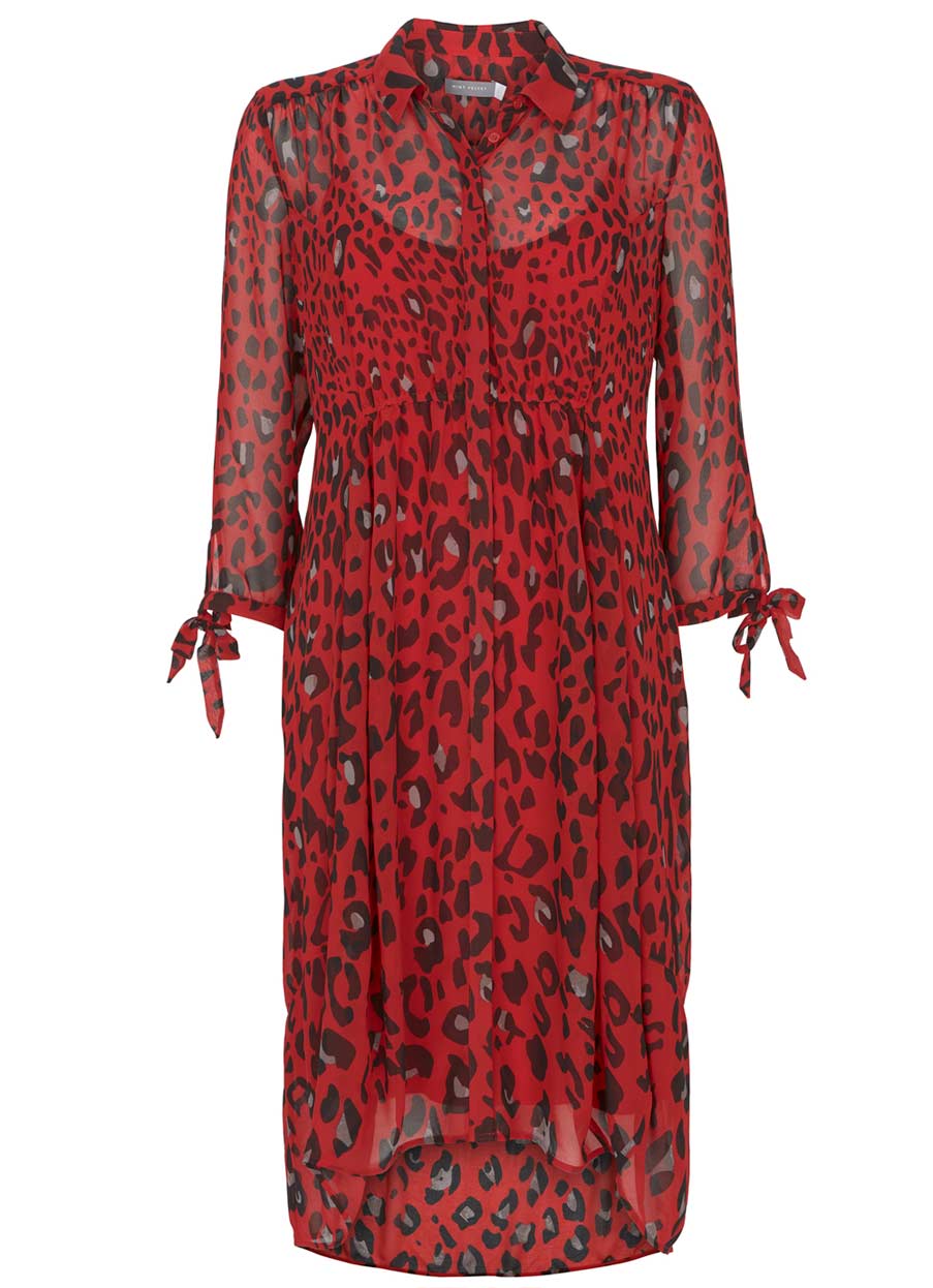 red leopard shirt dress