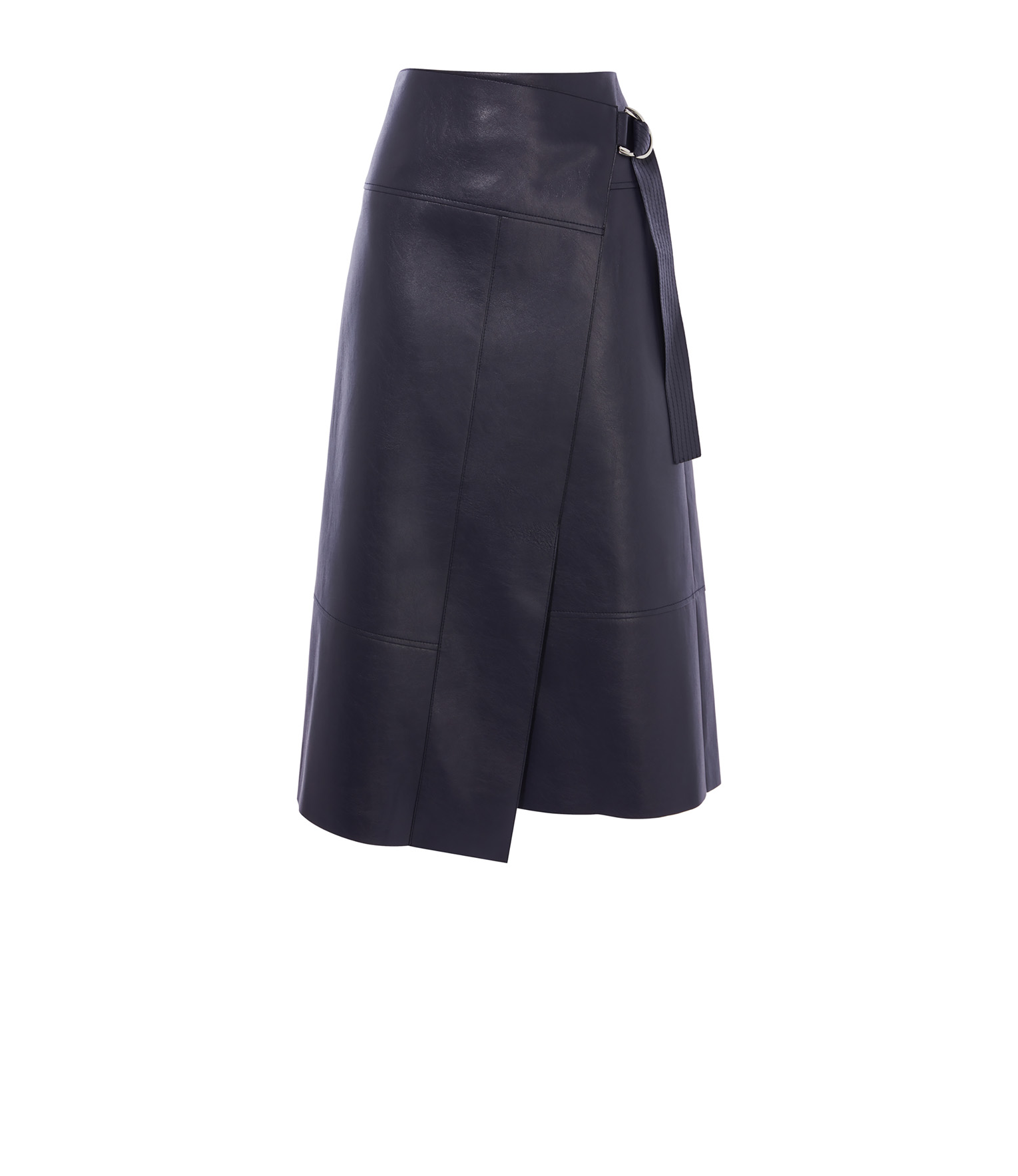 faux leather a line midi skirt