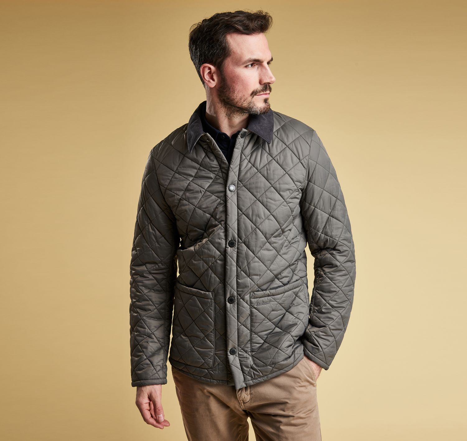 barbour grey quilted jacket