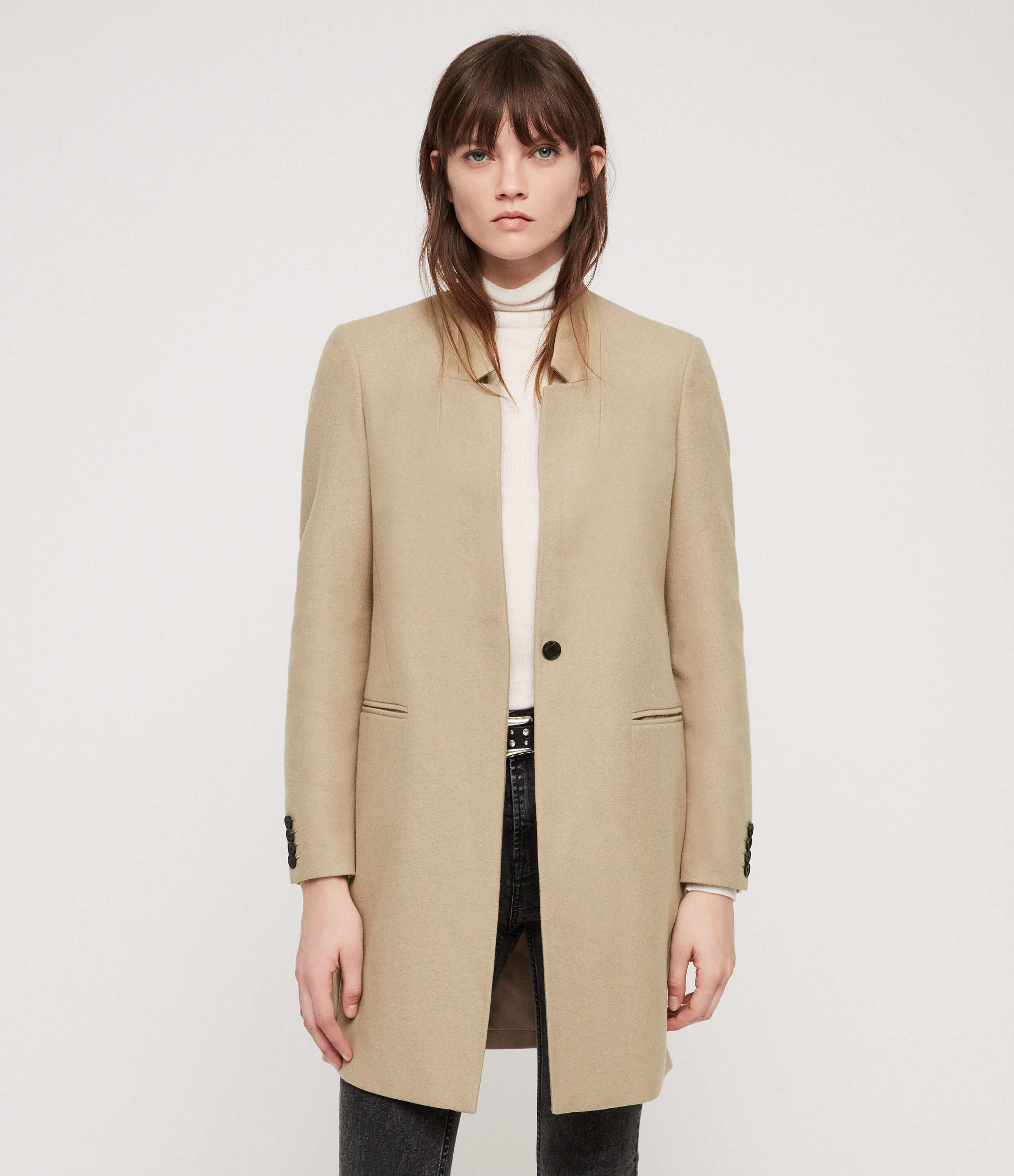 all saints beige coat