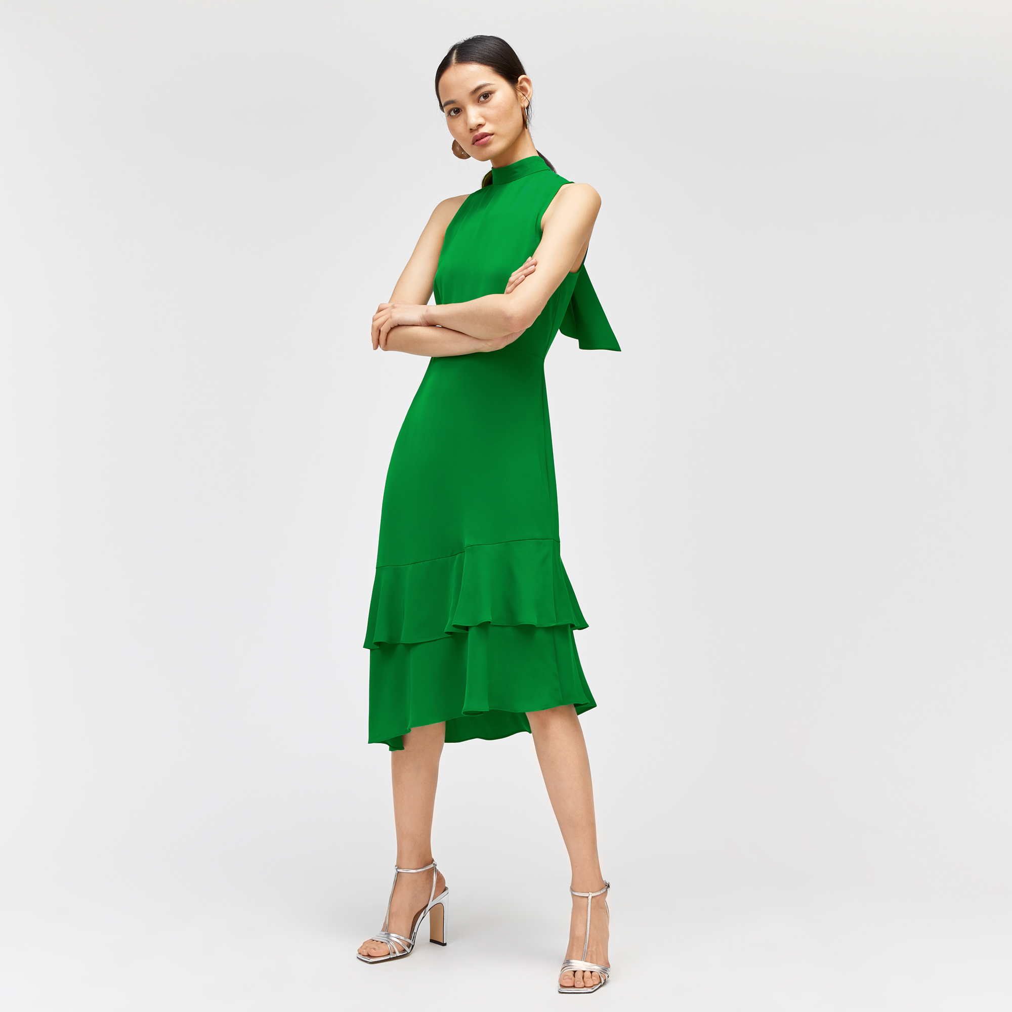 Tie Back Ruffle Midi Dress | Endource