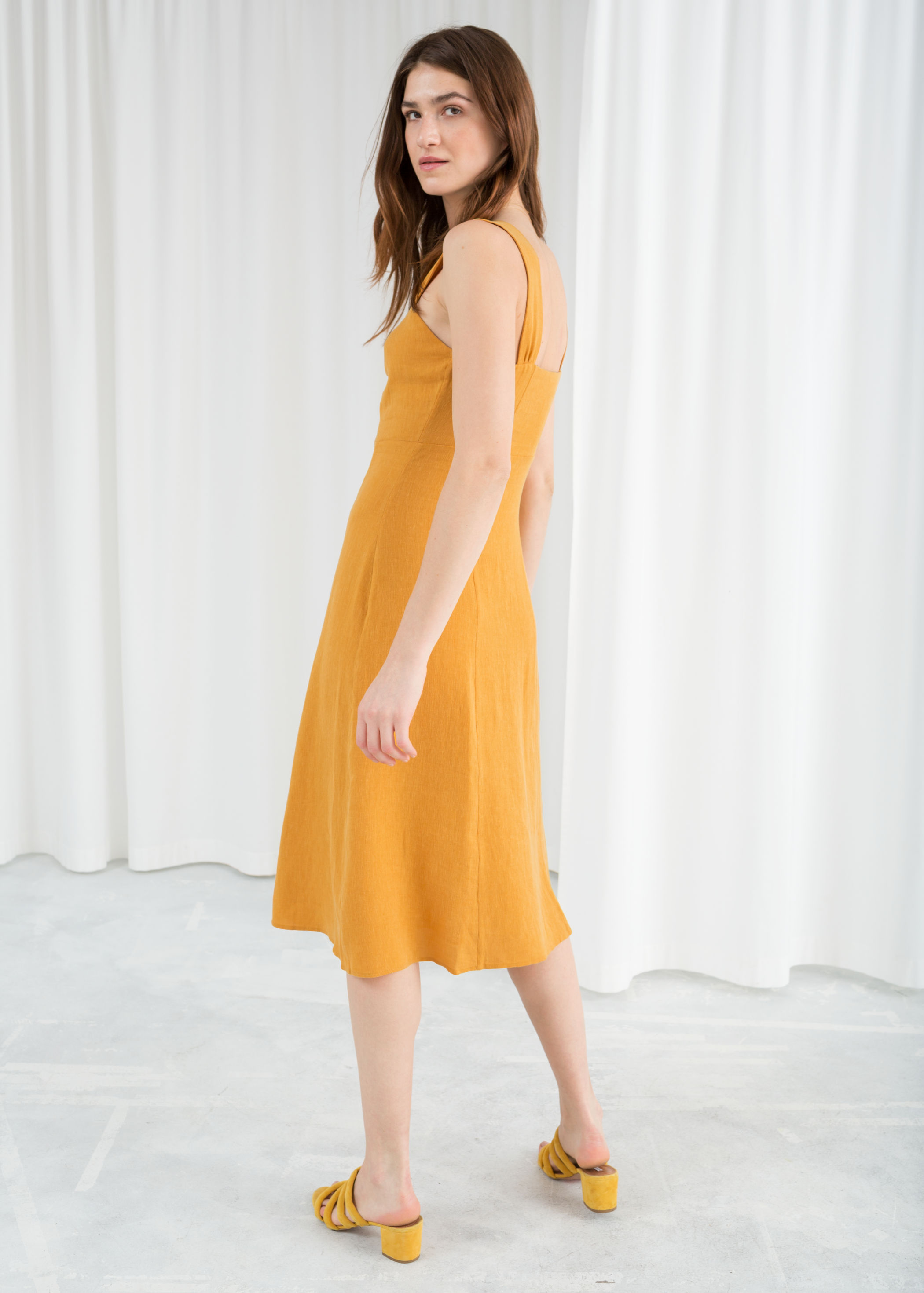 Linen Blend Midi Dress | Endource