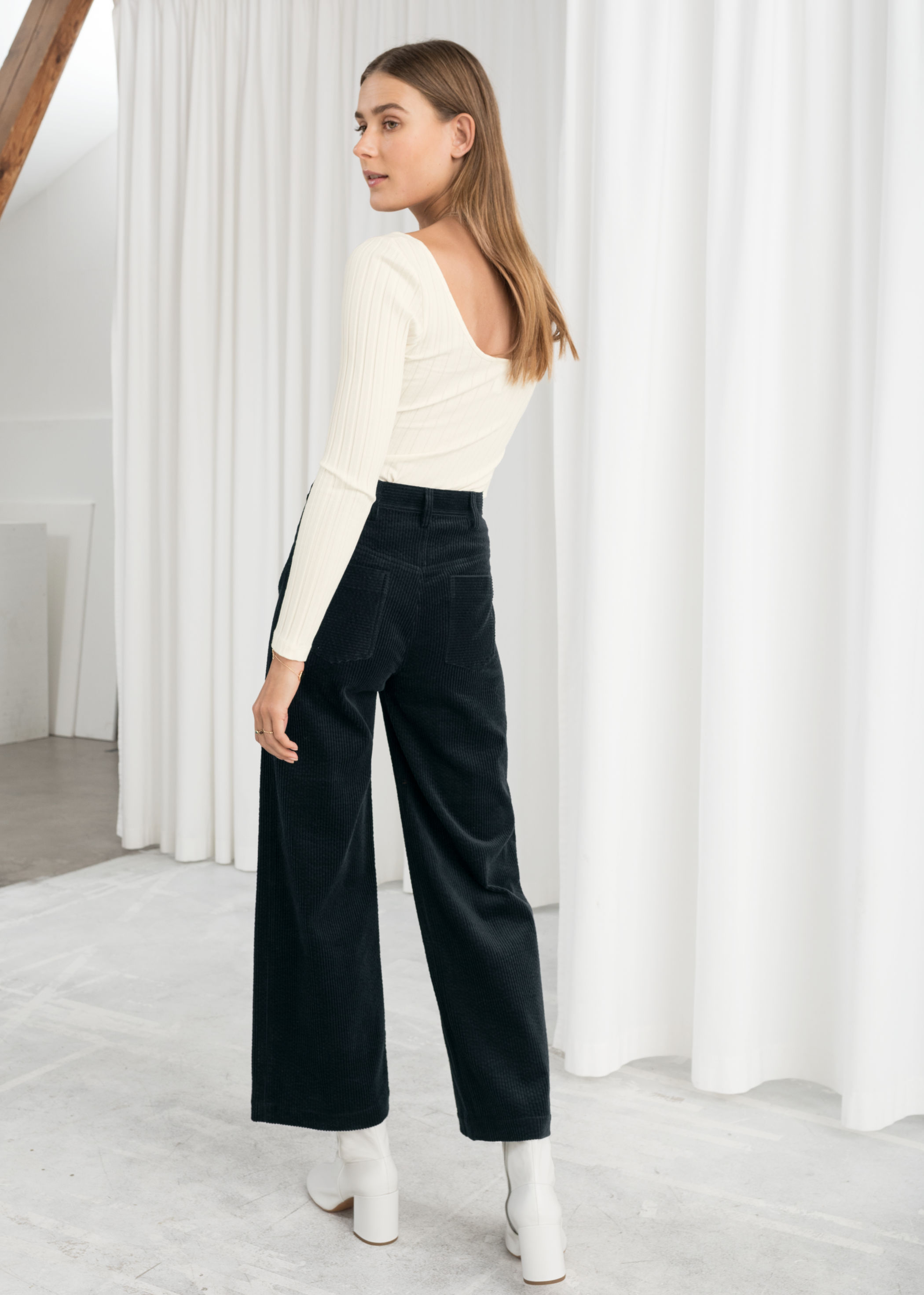 high waisted corduroy trousers