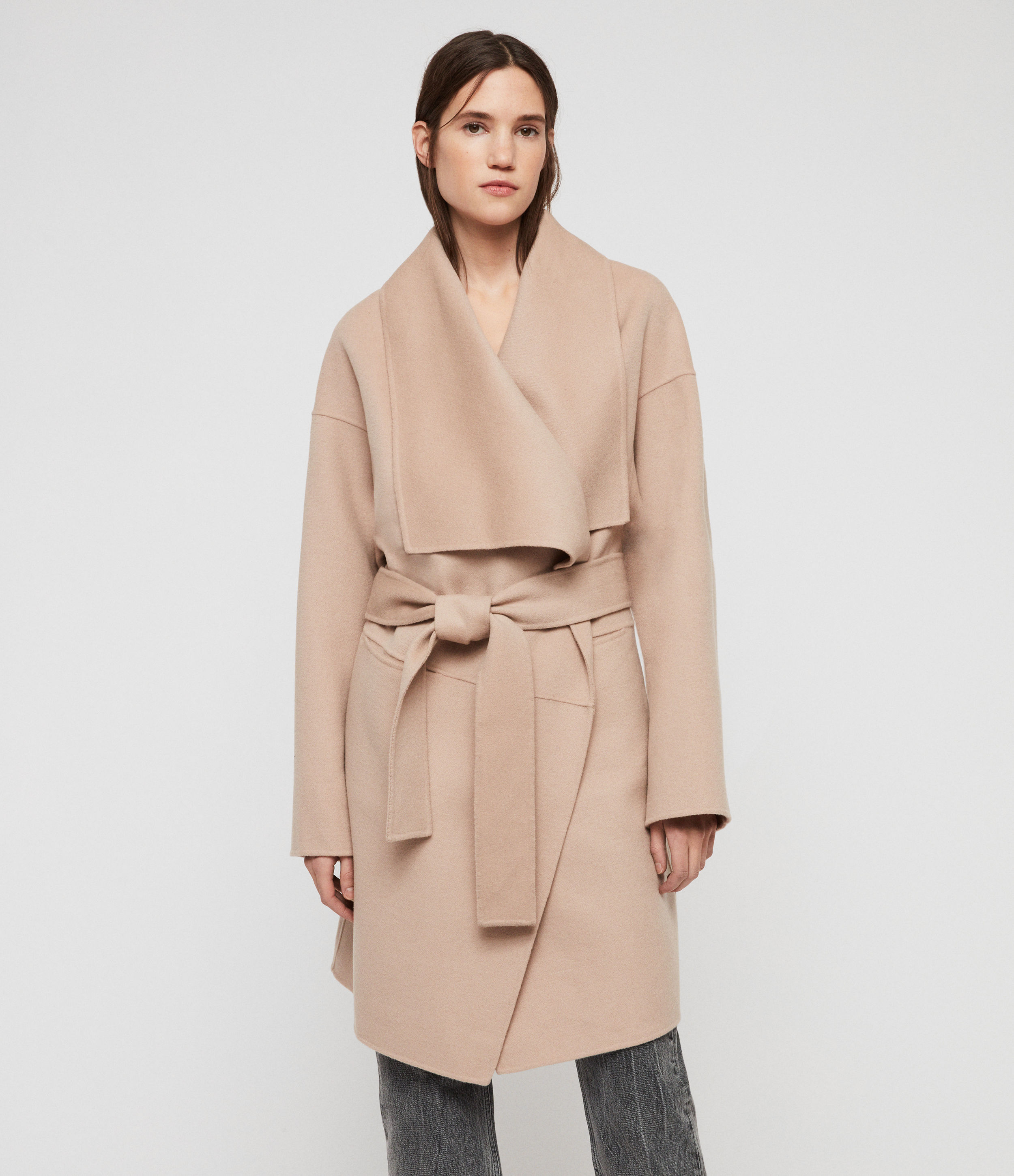 all saints beige coat