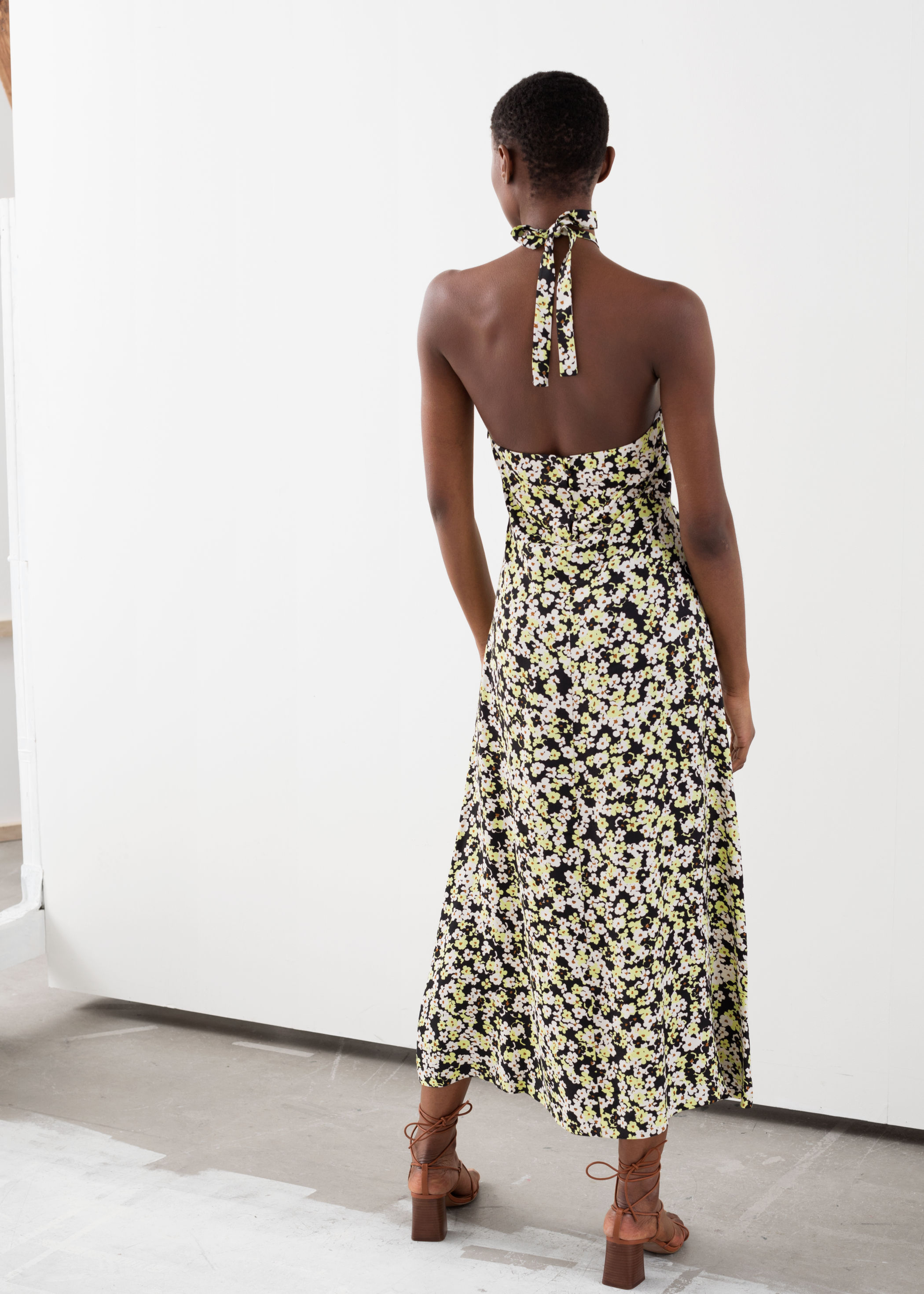 floral halter midi dress