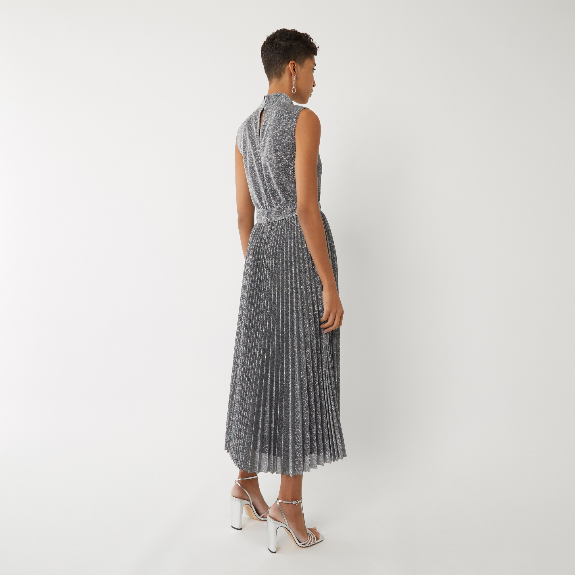 Metallic Pleated Midi Dress | Endource