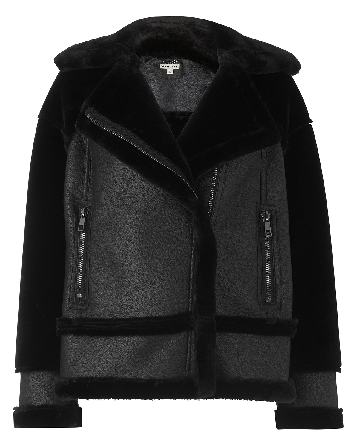 whistles faux fur biker jacket