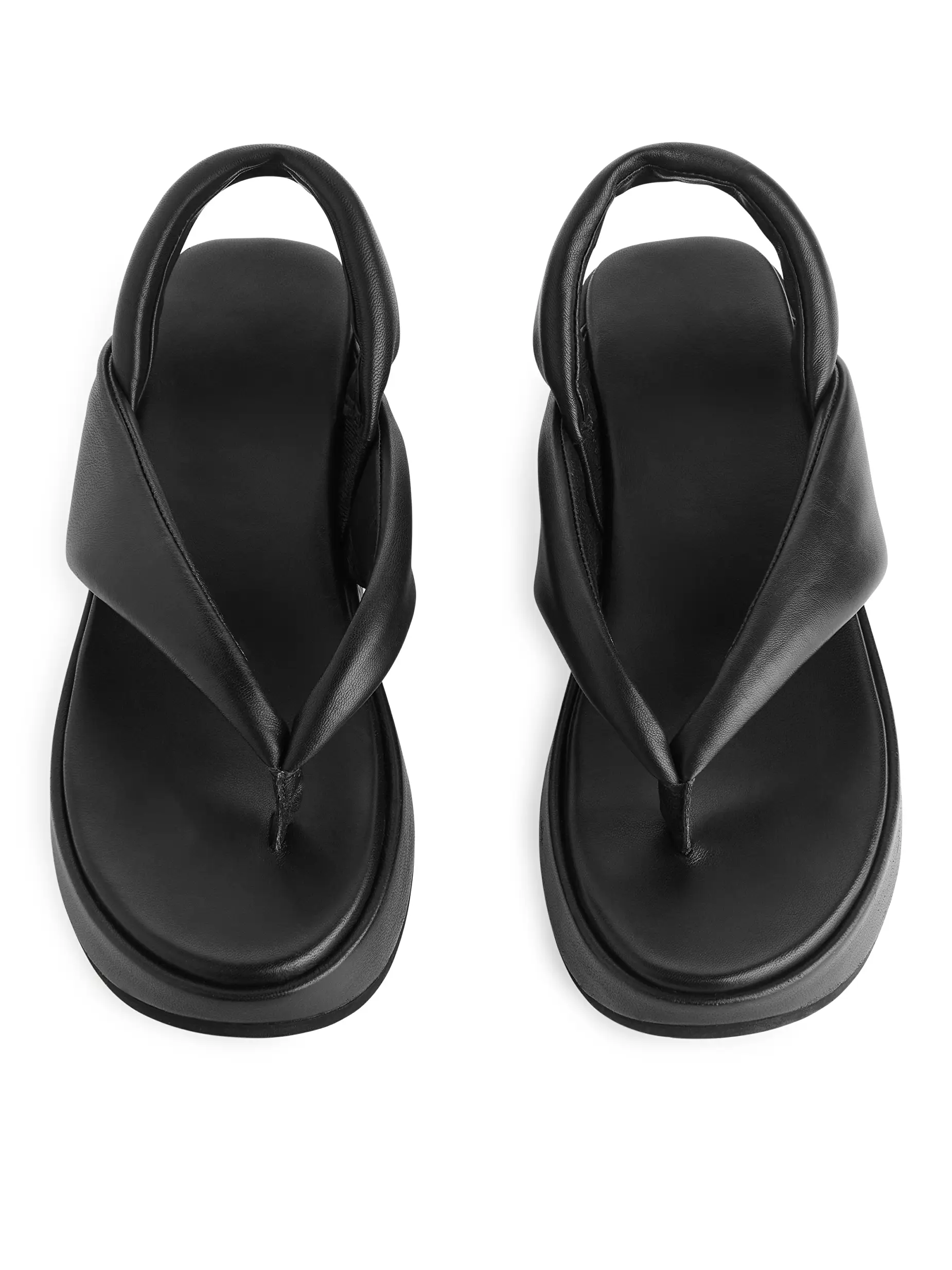 platform thong sandals black