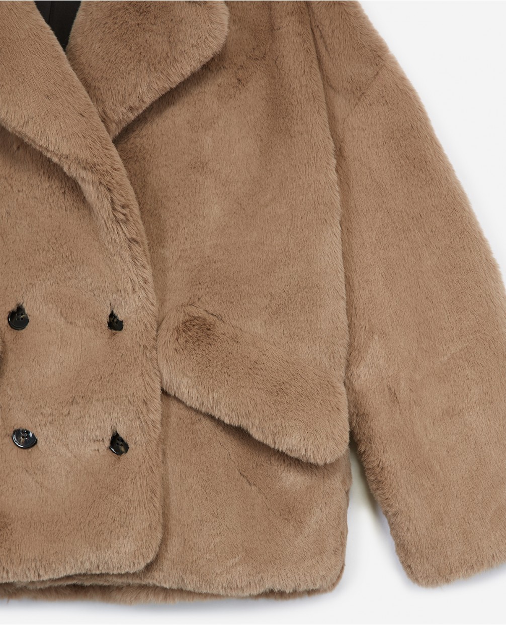 short brown faux fur coat
