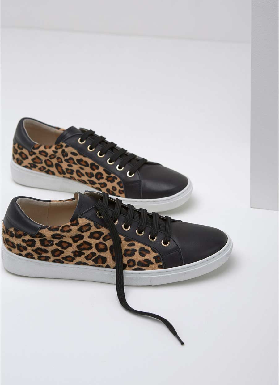 Allie Leopard Lace Up Trainer | Endource