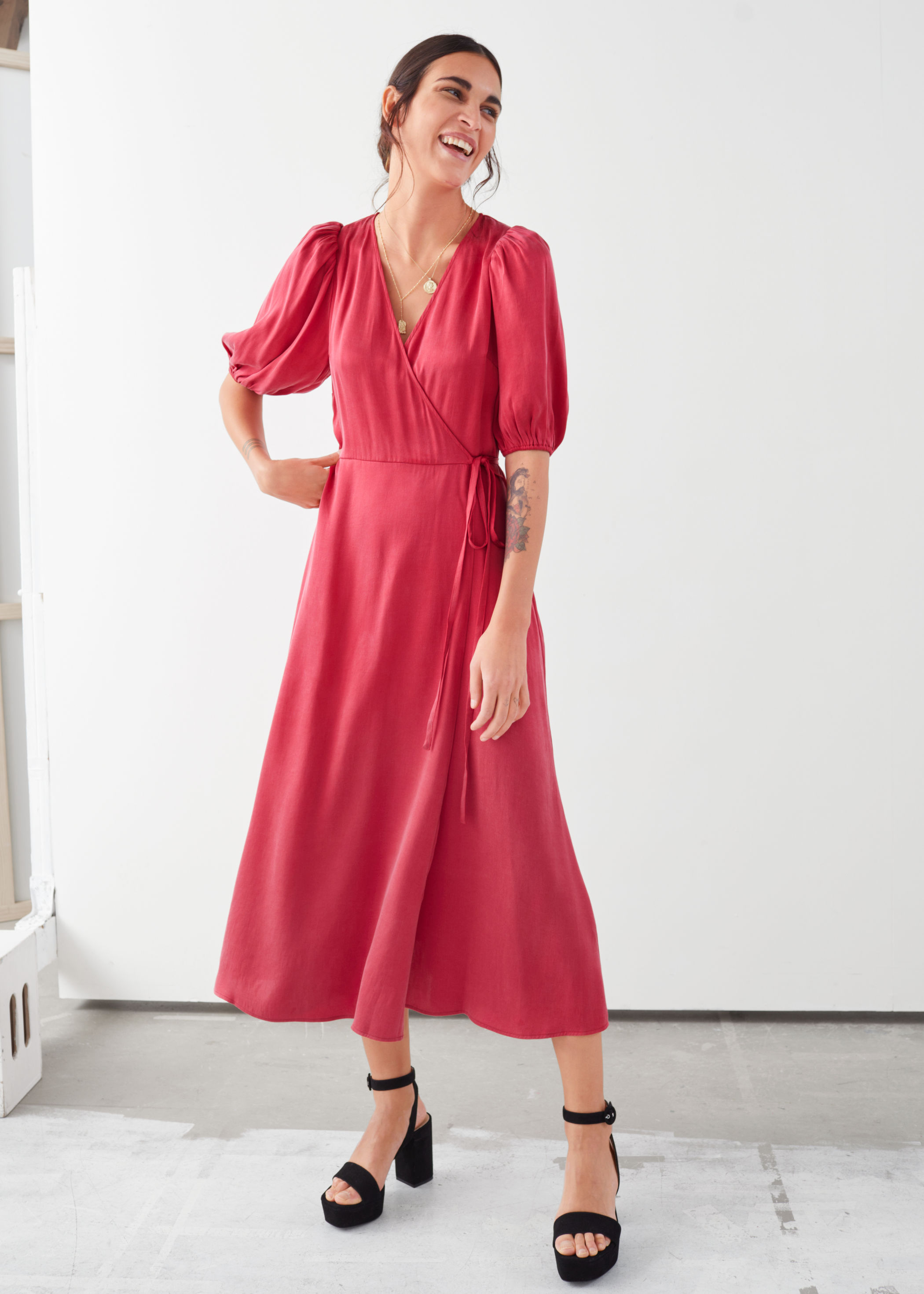 Puff Sleeve Maxi Wrap Dress | Endource