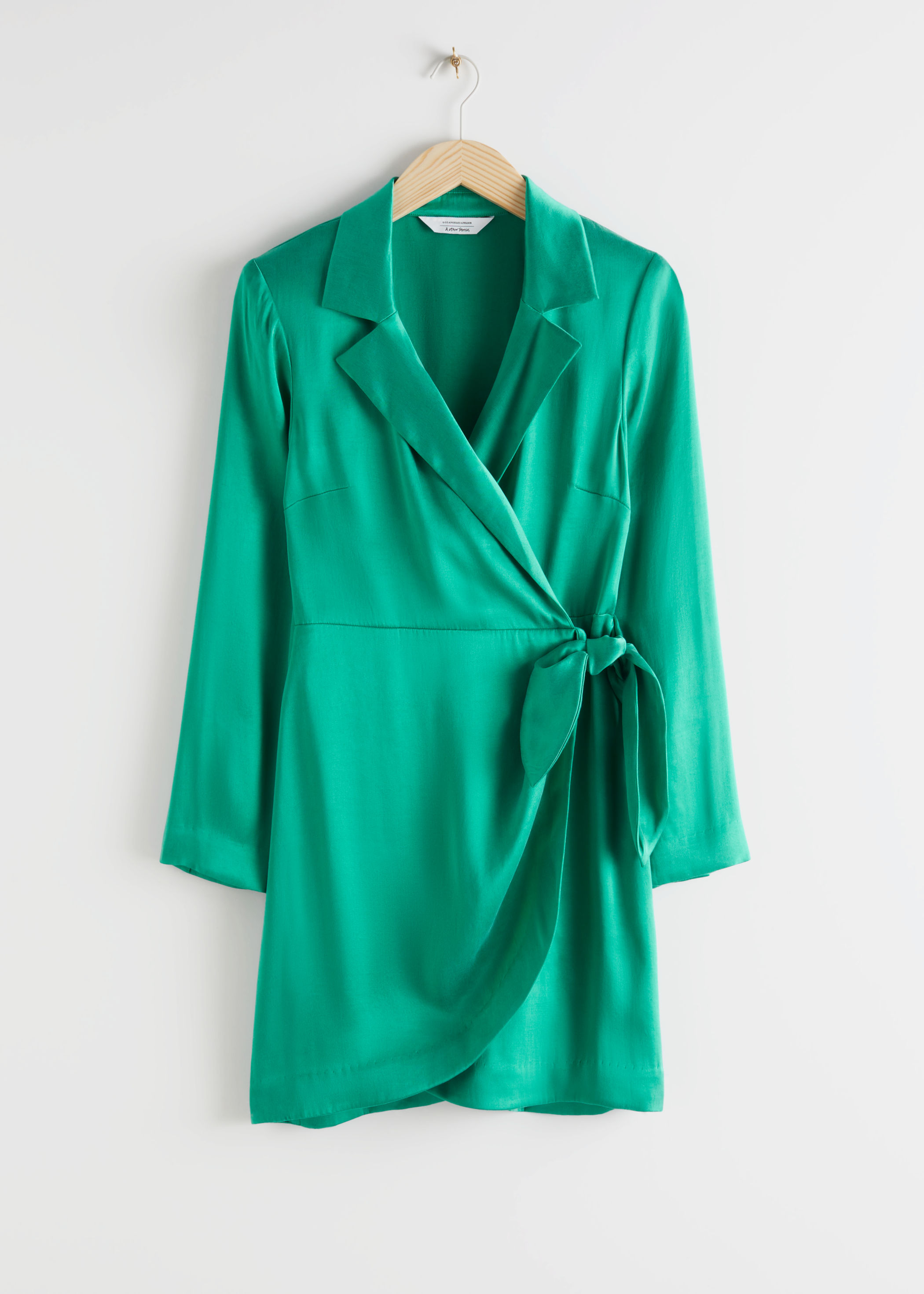 Tailored Satin Mini Wrap Dress | Endource