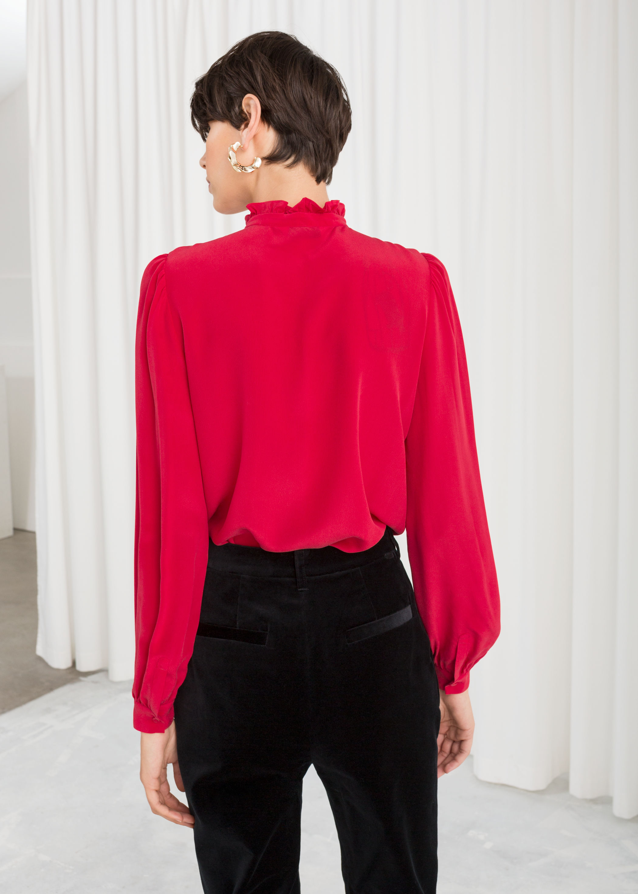 silk ruffle shirt
