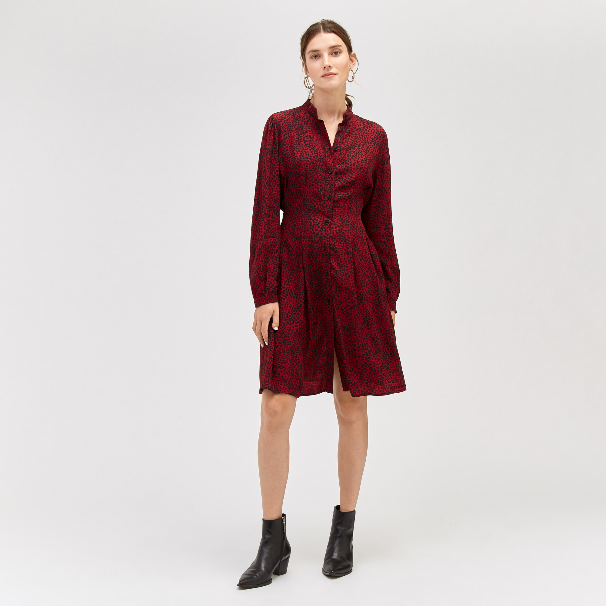 warehouse animal print shirt dress