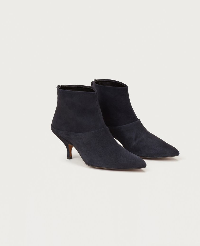 navy kitten heel ankle boots