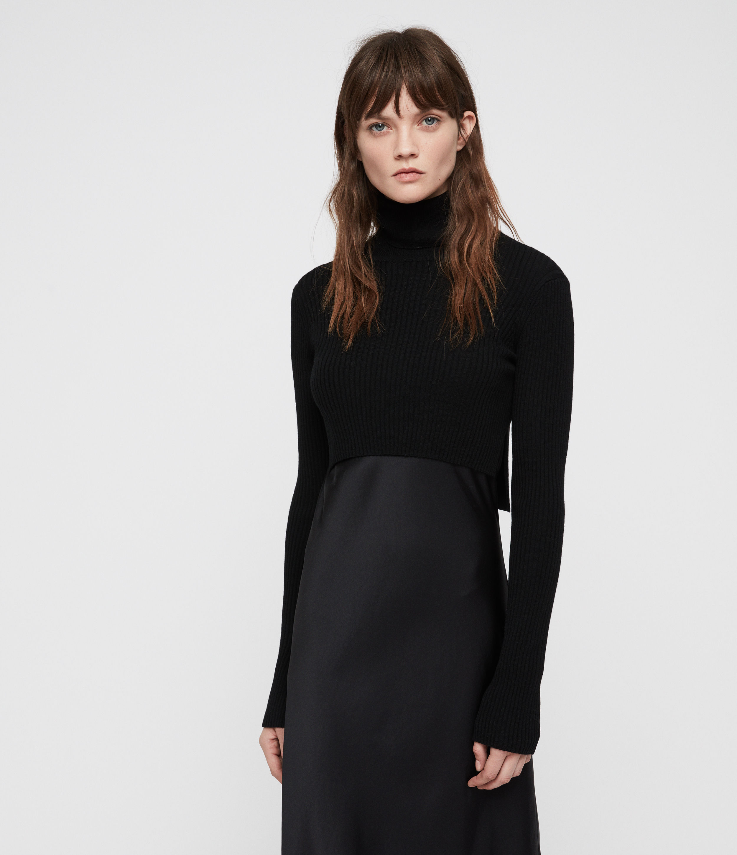 all saints kowlo roll neck dress